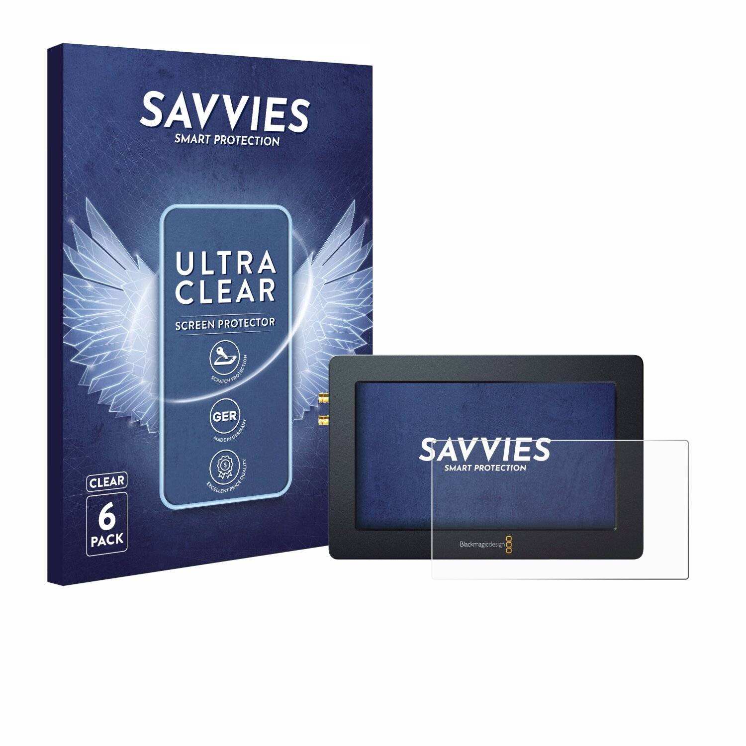6x Savvies Displayschutz-Folie für Blackmagic Design Blackmagic Video Assist 4K