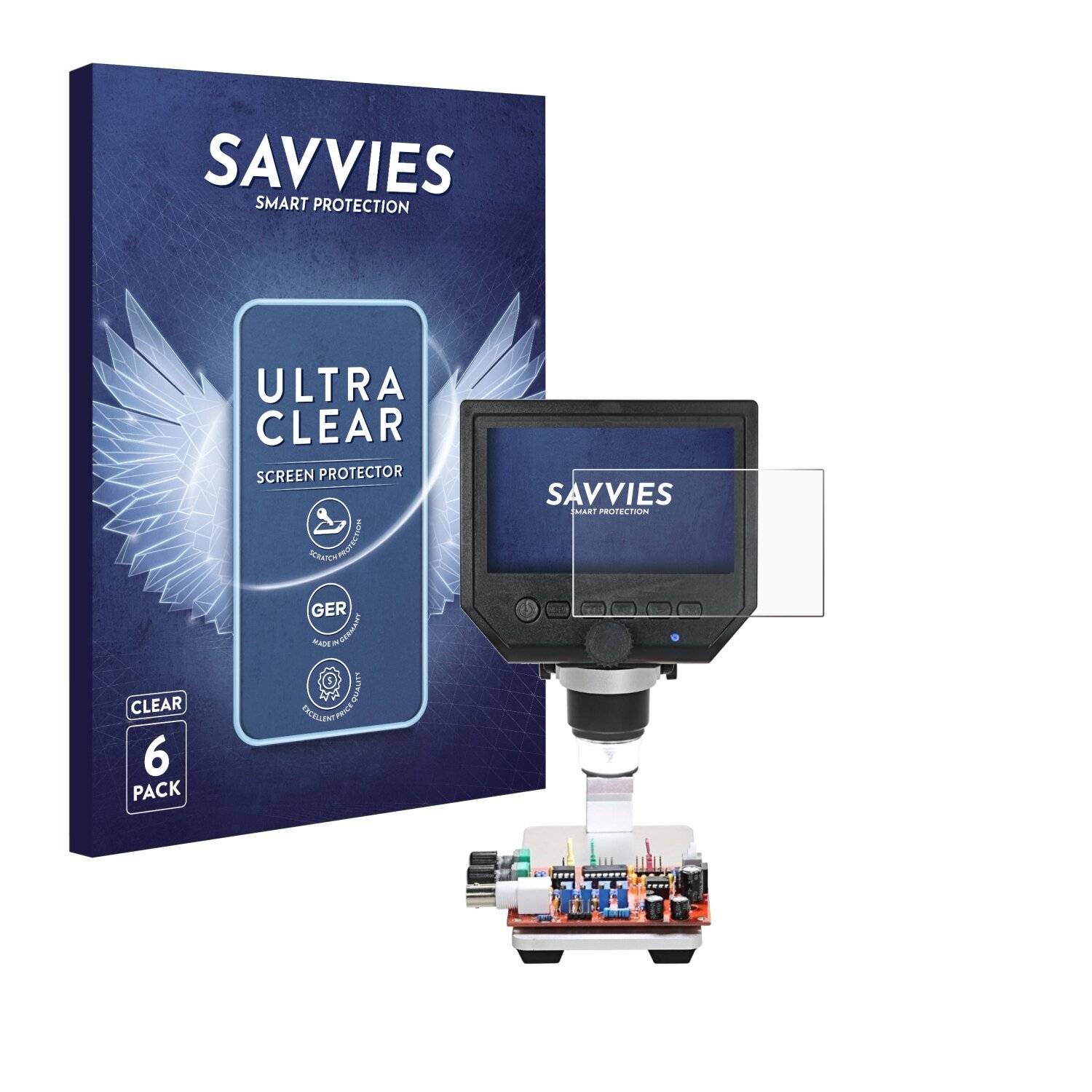 6x Savvies Displayschutz-Folie für KKmoon Digital Mikroskop