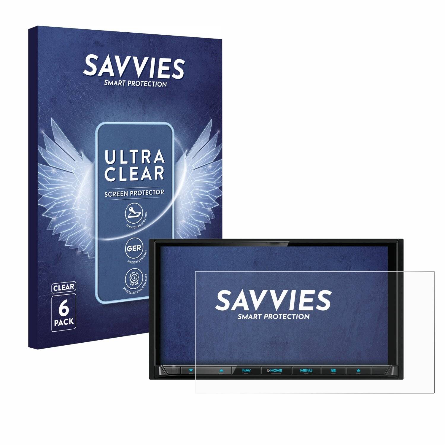 6x Savvies Displayschutz-Folie für Kenwood