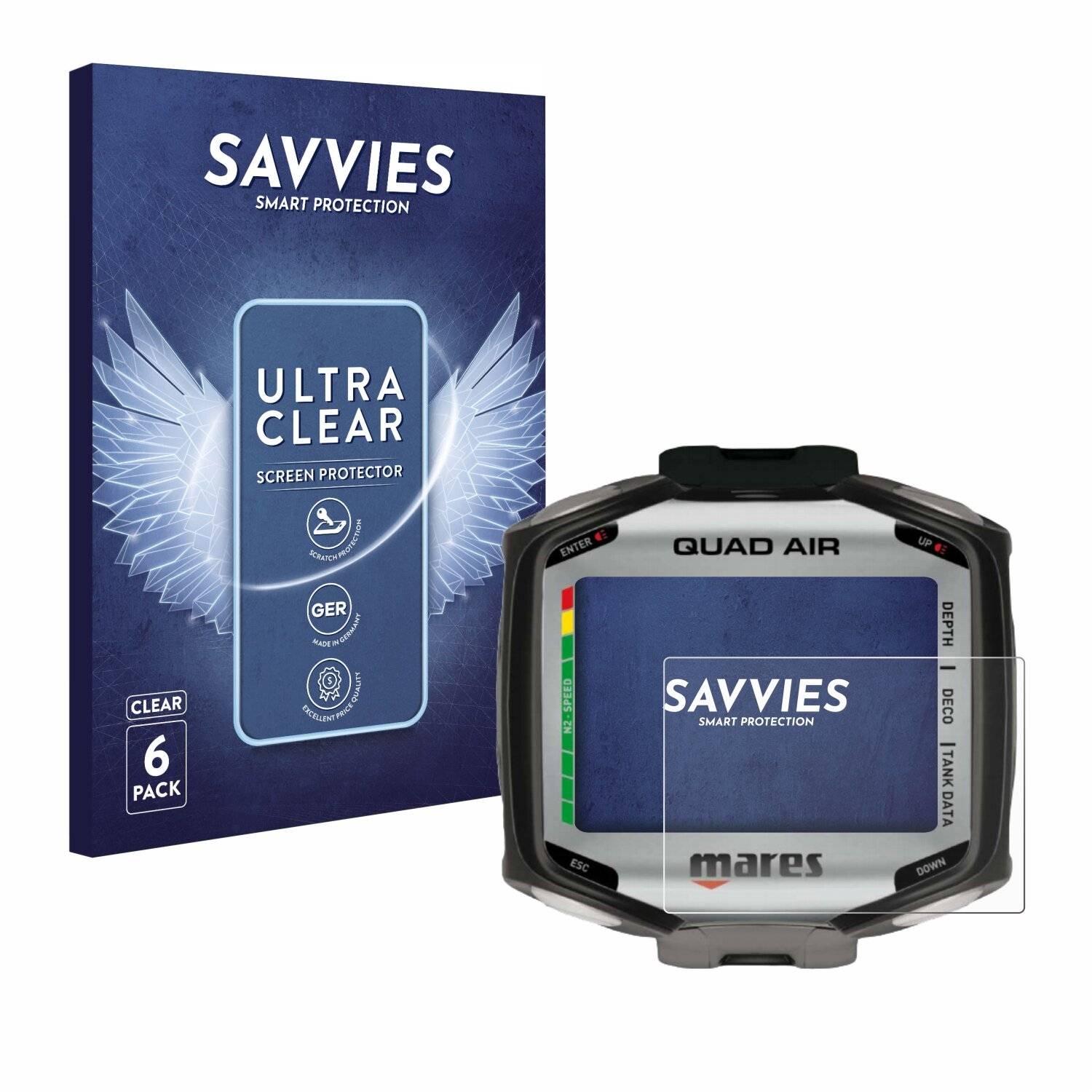 6x Savvies Displayschutz-Folie für Mares Quad