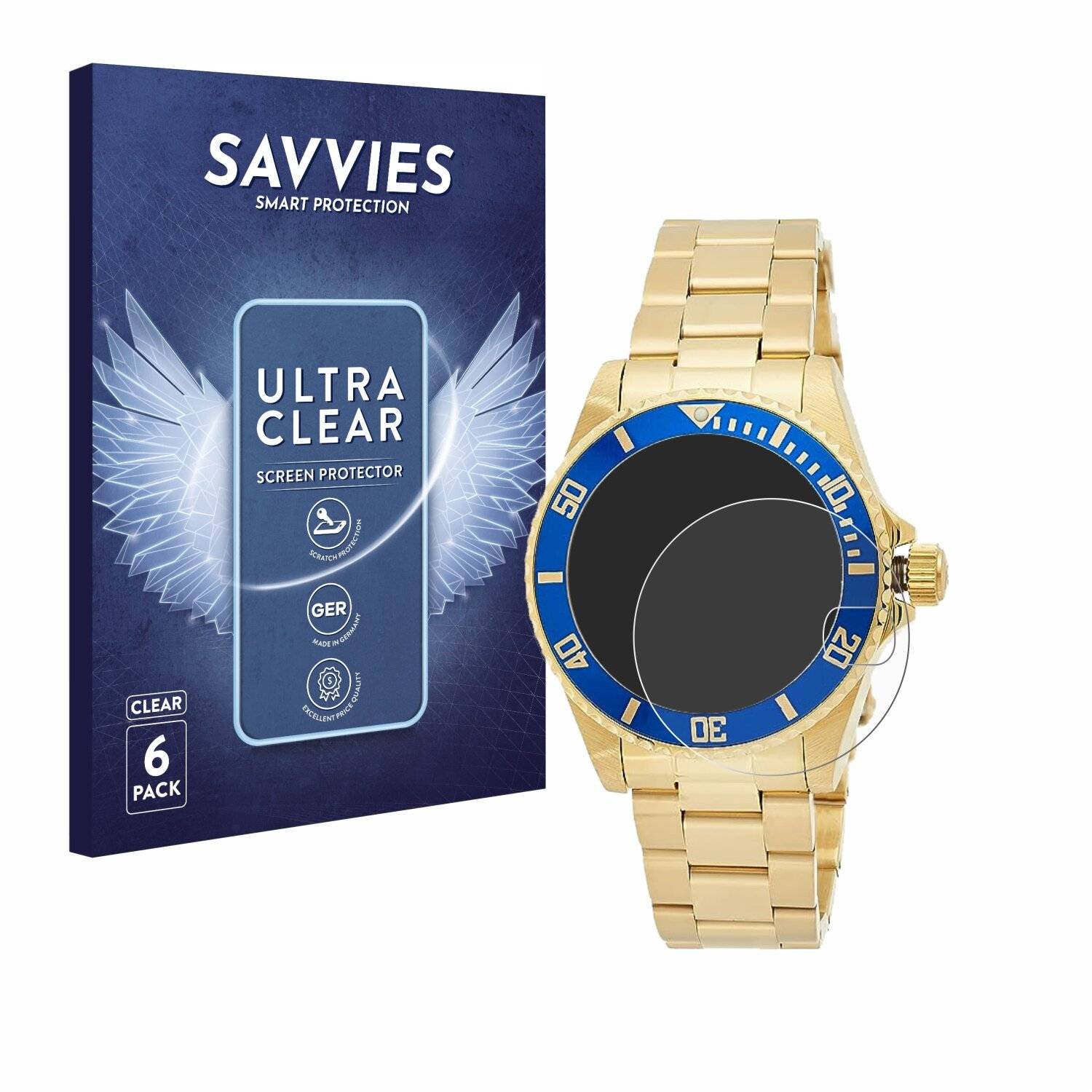 6x Savvies Displayschutz-Folie für Invicta Pro Diver 8930OB