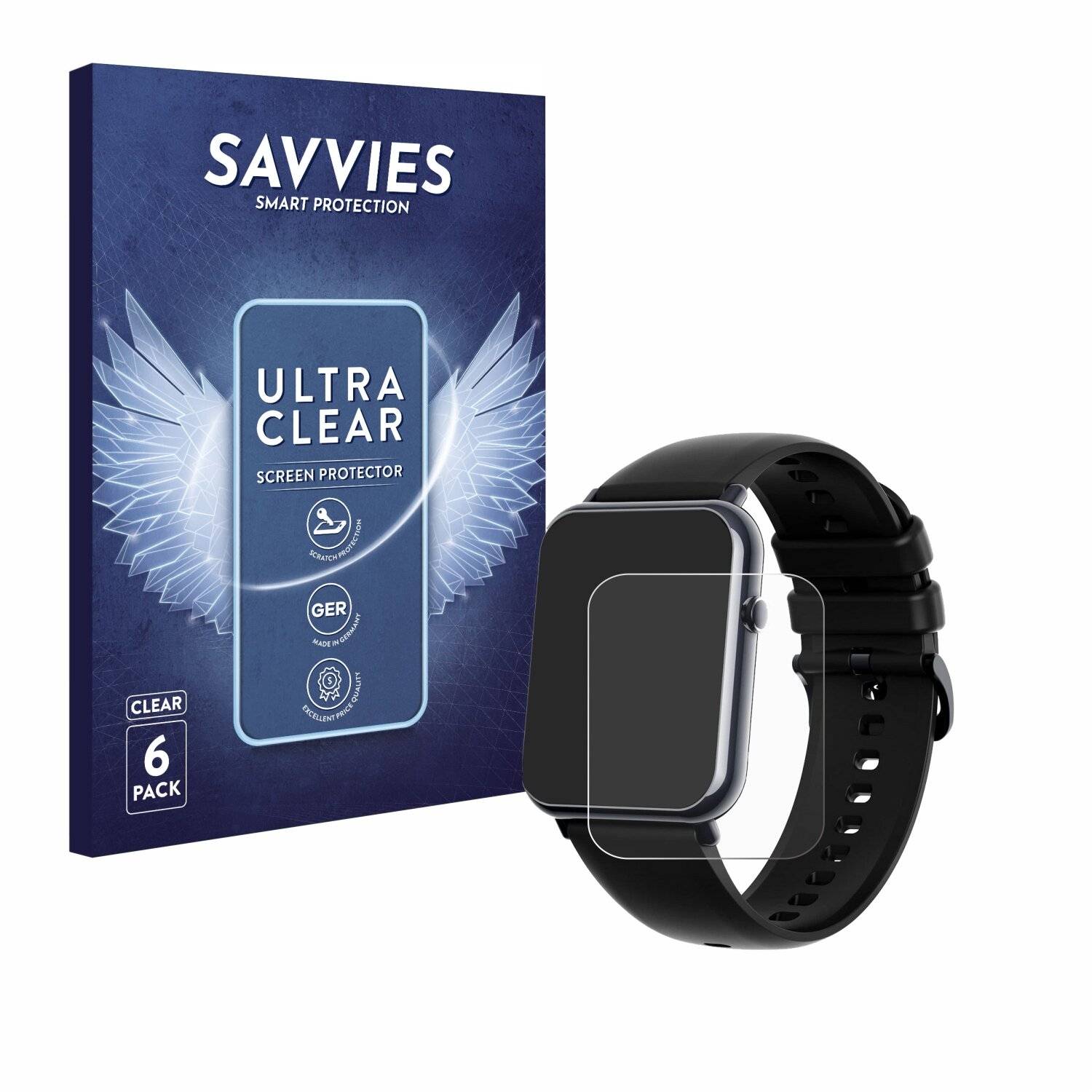 6x Savvies Displayschutz-Folie für Mutoy Smartwatch