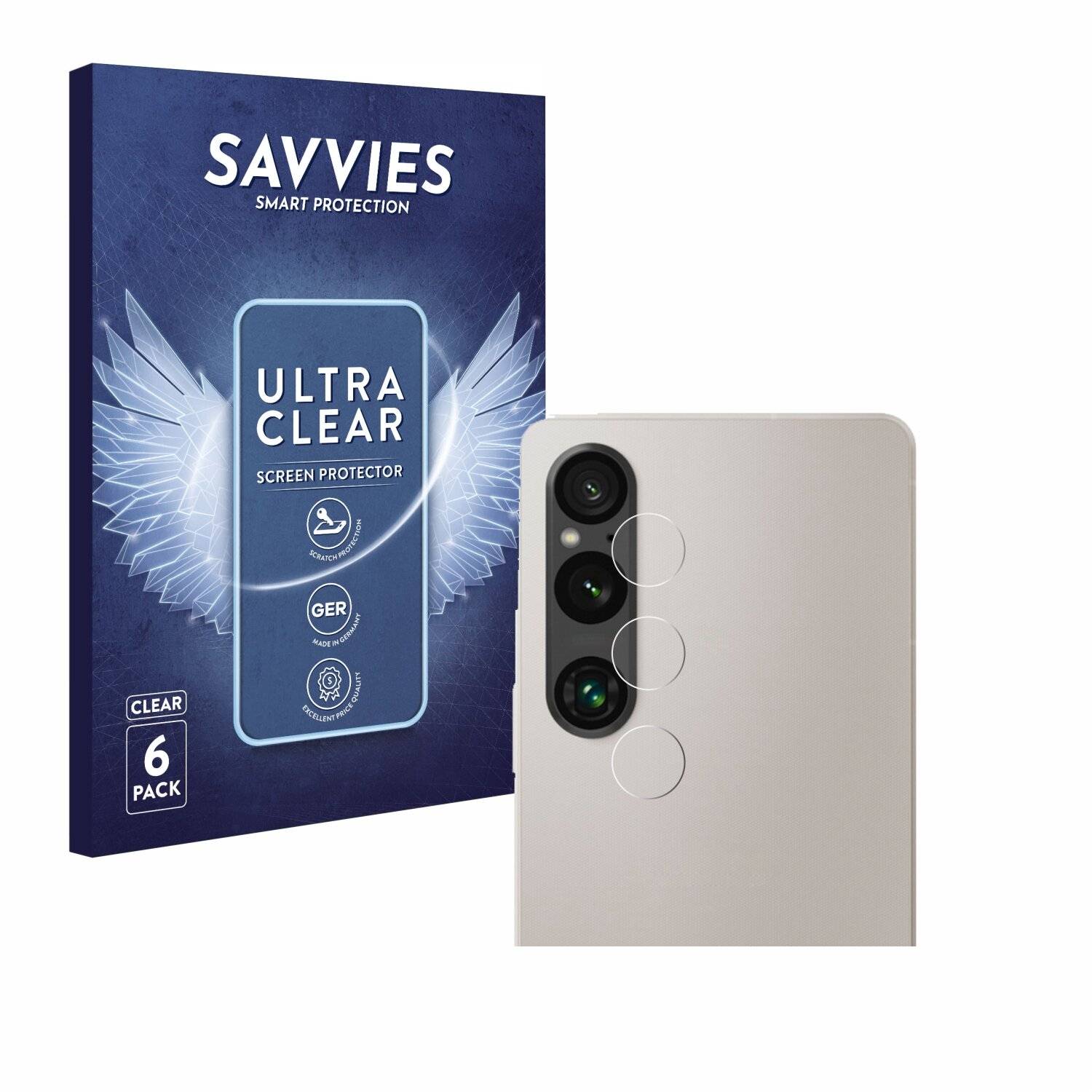6x Savvies Displayschutz-Folie für Sony Xperia 1 V (NUR
