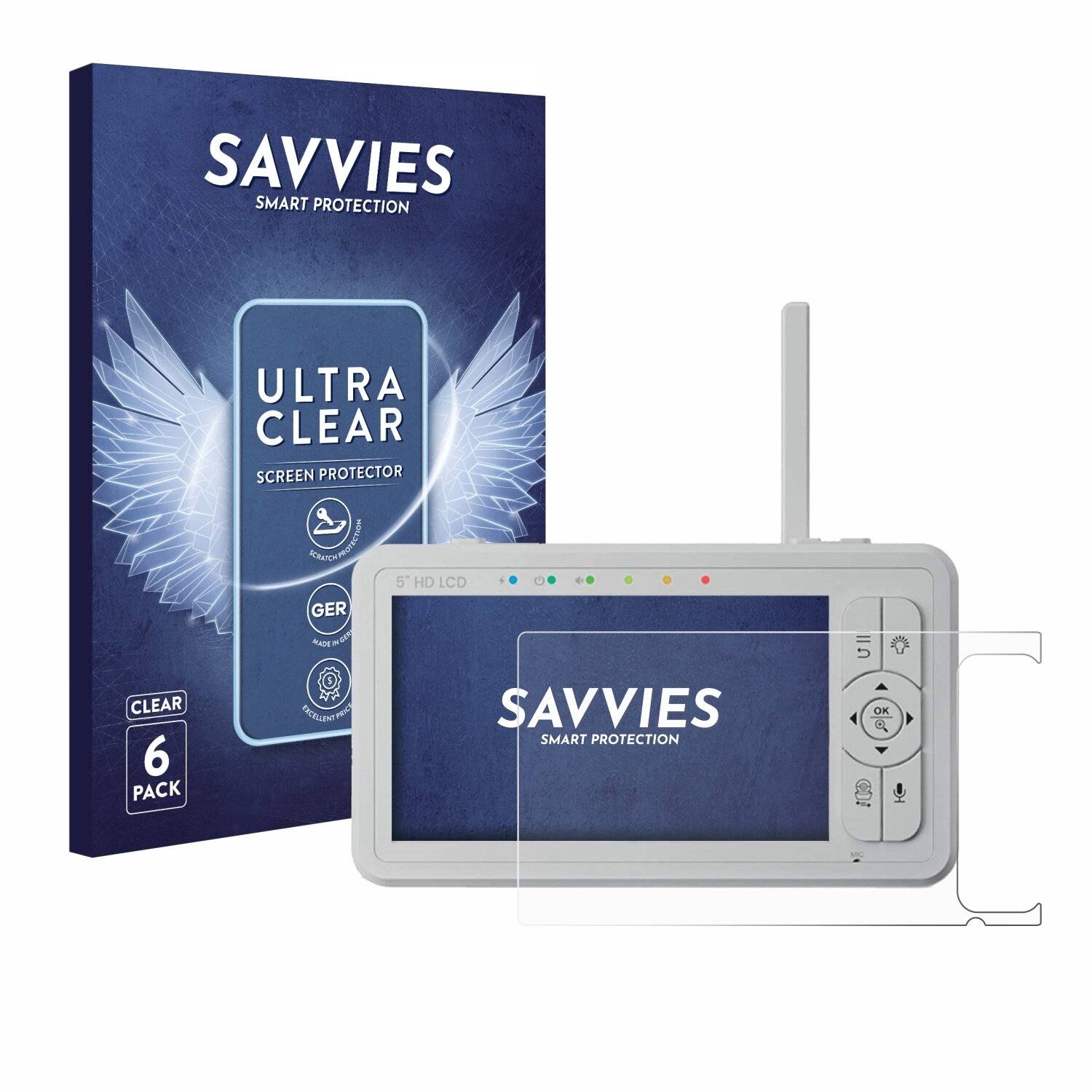 6x Savvies Displayschutz-Folie für Babysense HD S2
