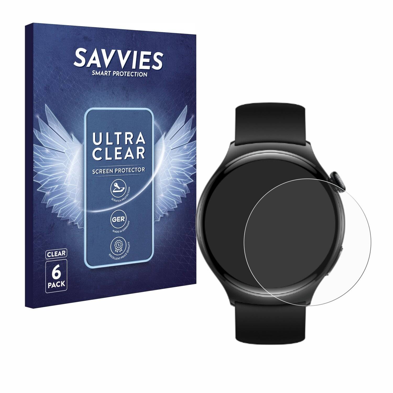 6x Savvies Displayschutz-Folie für Huawei Watch