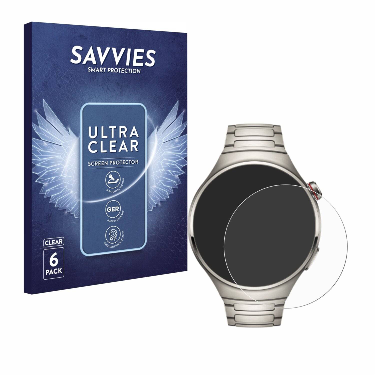 6x Savvies Displayschutz-Folie für Huawei Watch 4