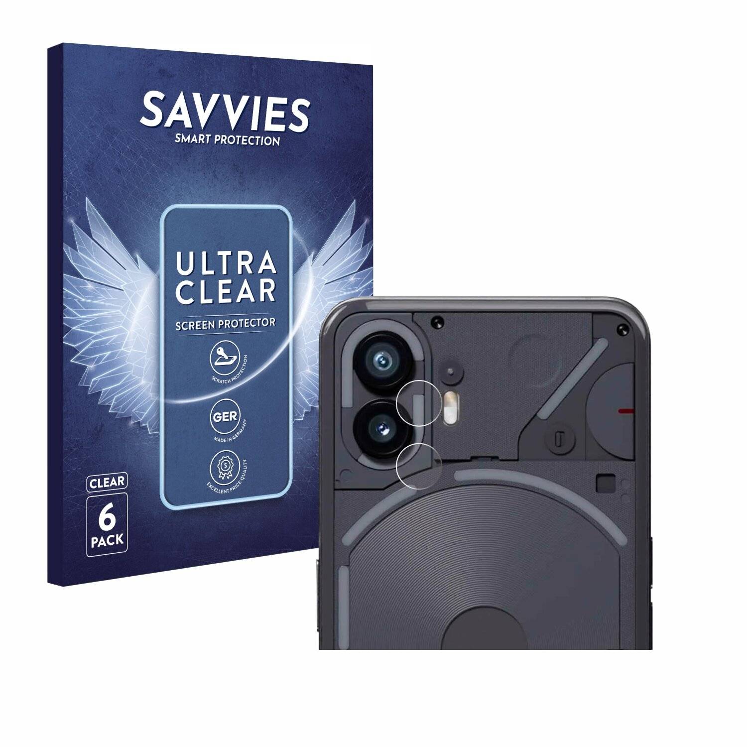 6x Savvies Displayschutz-Folie für Nothing Phone (2) (NUR