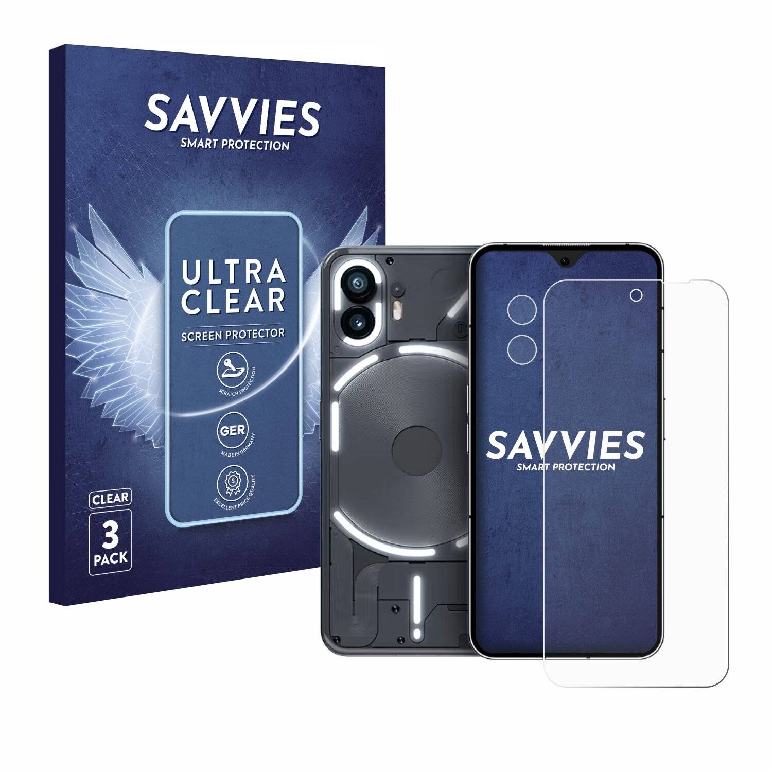 6x Savvies Displayschutz-Folie für Nothing Phone (2)