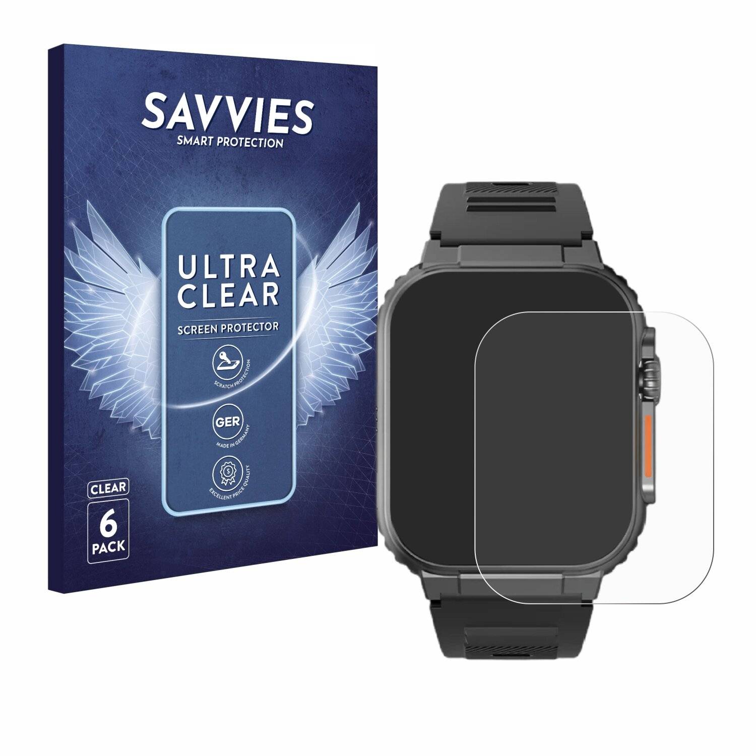 6x Savvies Displayschutz-Folie für Njord Gear The Indestructible Smartwatch