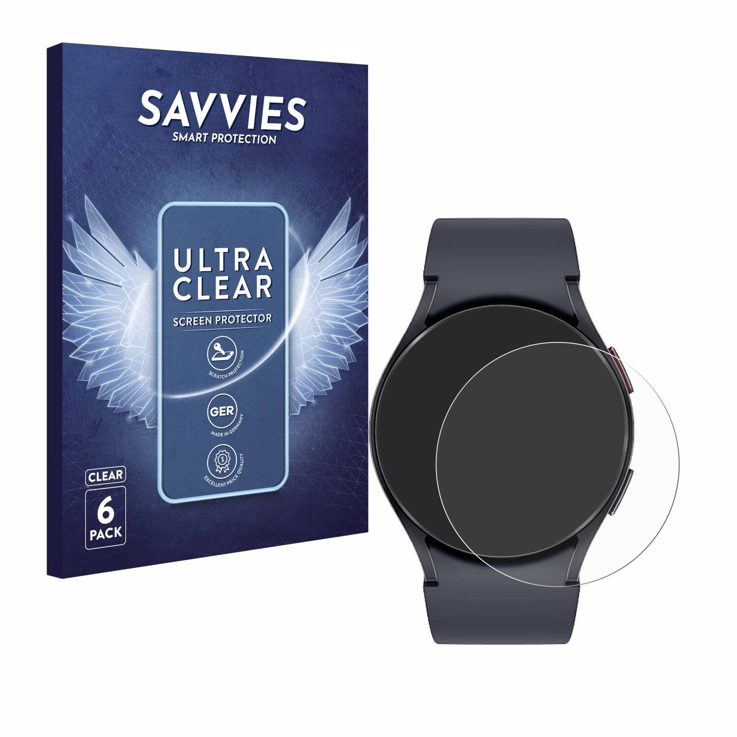 6x Savvies Displayschutz-Folie für Samsung Galaxy Watch 6 (44