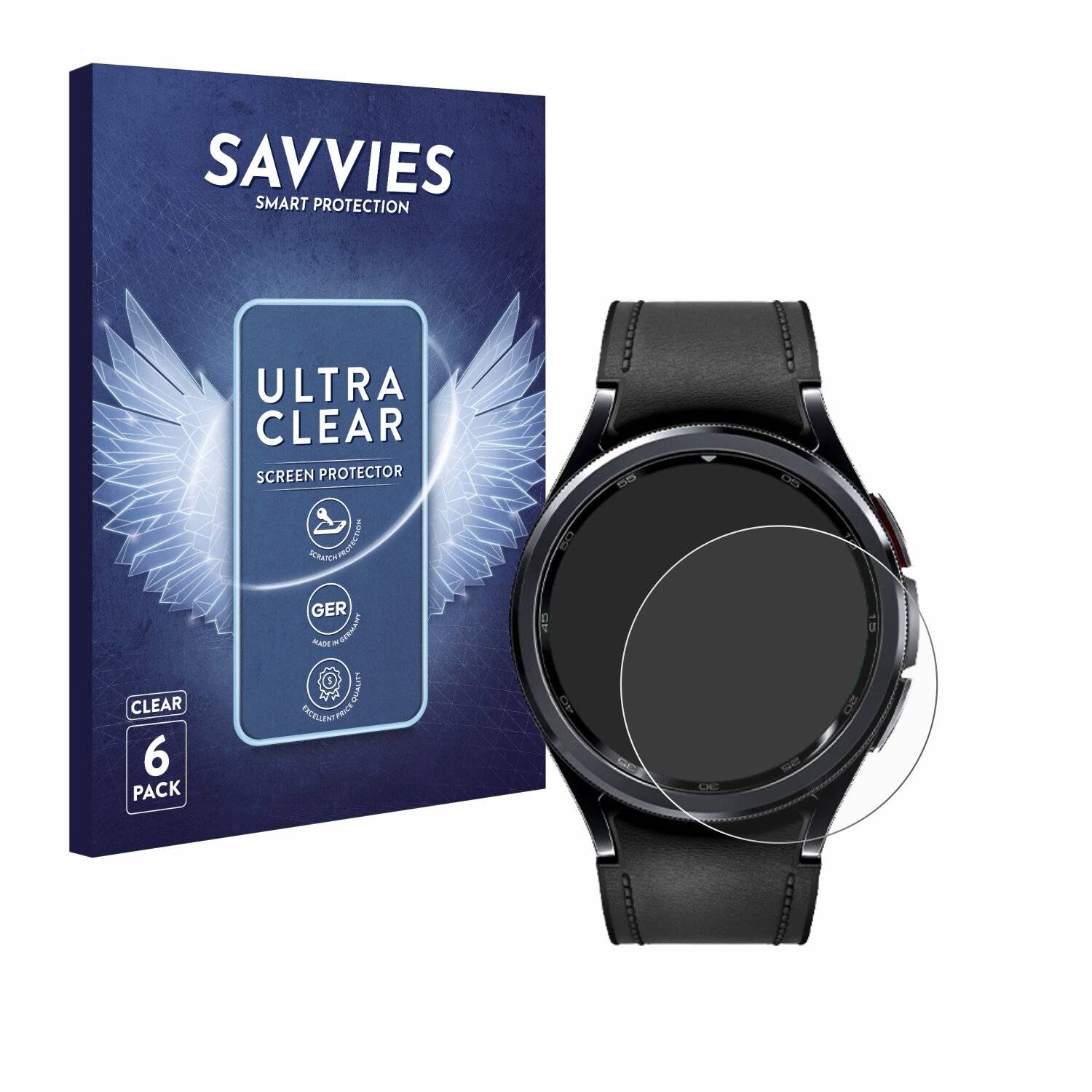 6x Savvies Displayschutz-Folie für Samsung Galaxy Watch 6 Classic (43