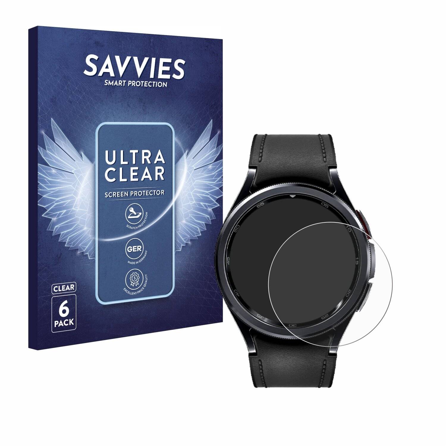 6x Savvies Displayschutz-Folie für Samsung Galaxy Watch 6 Classic (47