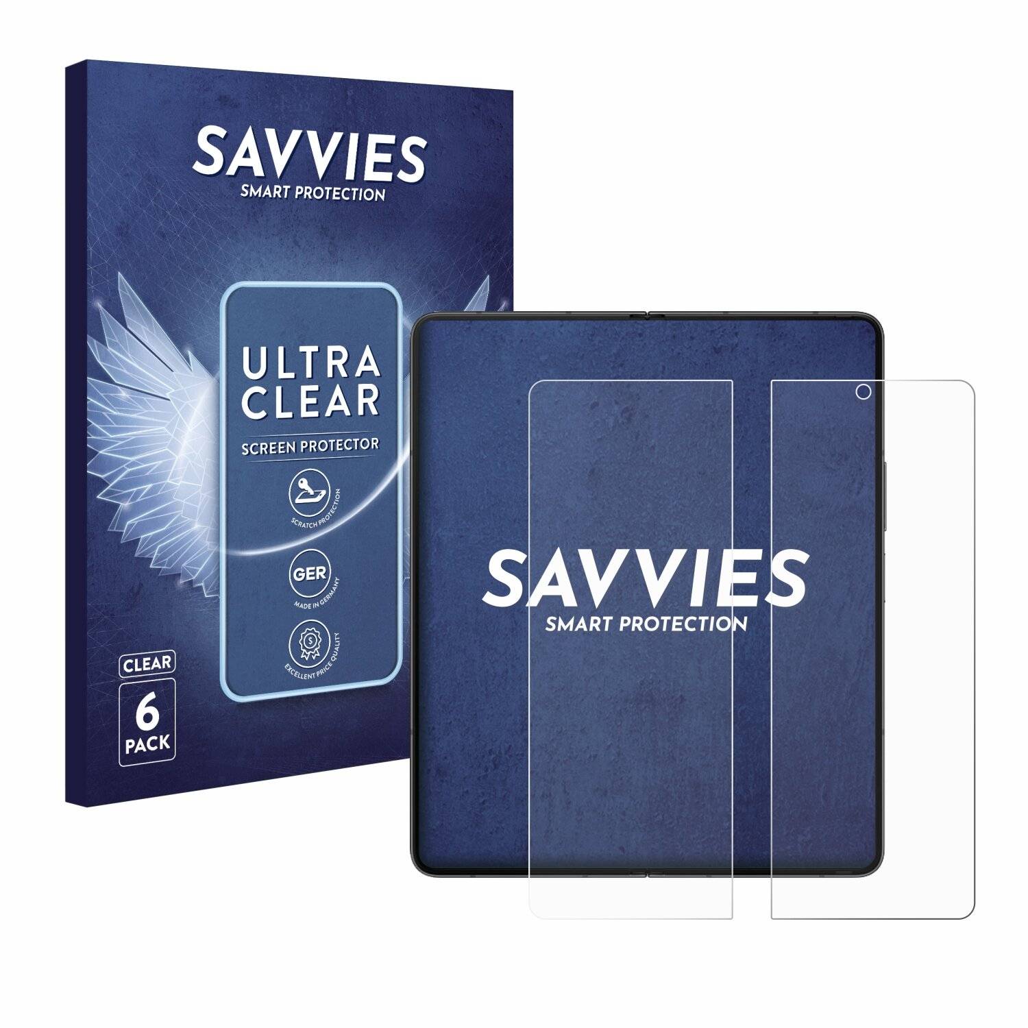 6x Savvies Displayschutz-Folie für Samsung Galaxy Z Fold 5 (Inneres