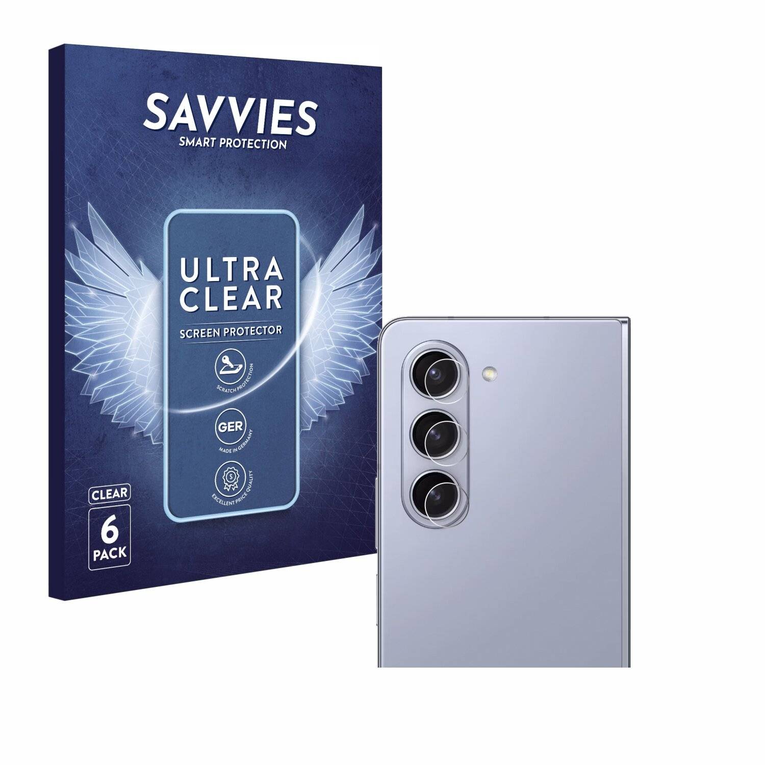 6x Savvies Displayschutz-Folie für Samsung Galaxy Z Fold 5 (NUR