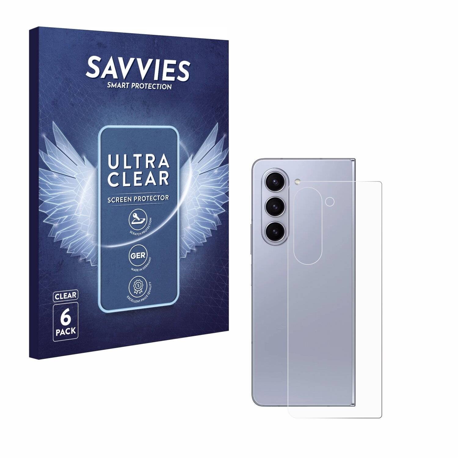 6x Savvies Displayschutz-Folie für Samsung Galaxy Z Fold 5