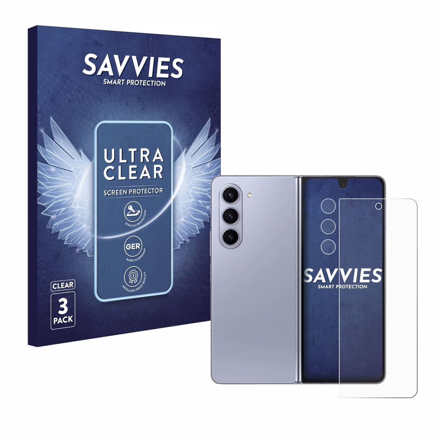 6x Savvies Displayschutz-Folie für Samsung Galaxy Z Fold 5