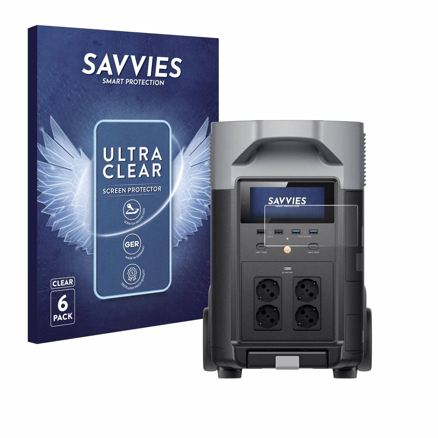 6x Savvies Displayschutz-Folie für EcoFlow DELTA