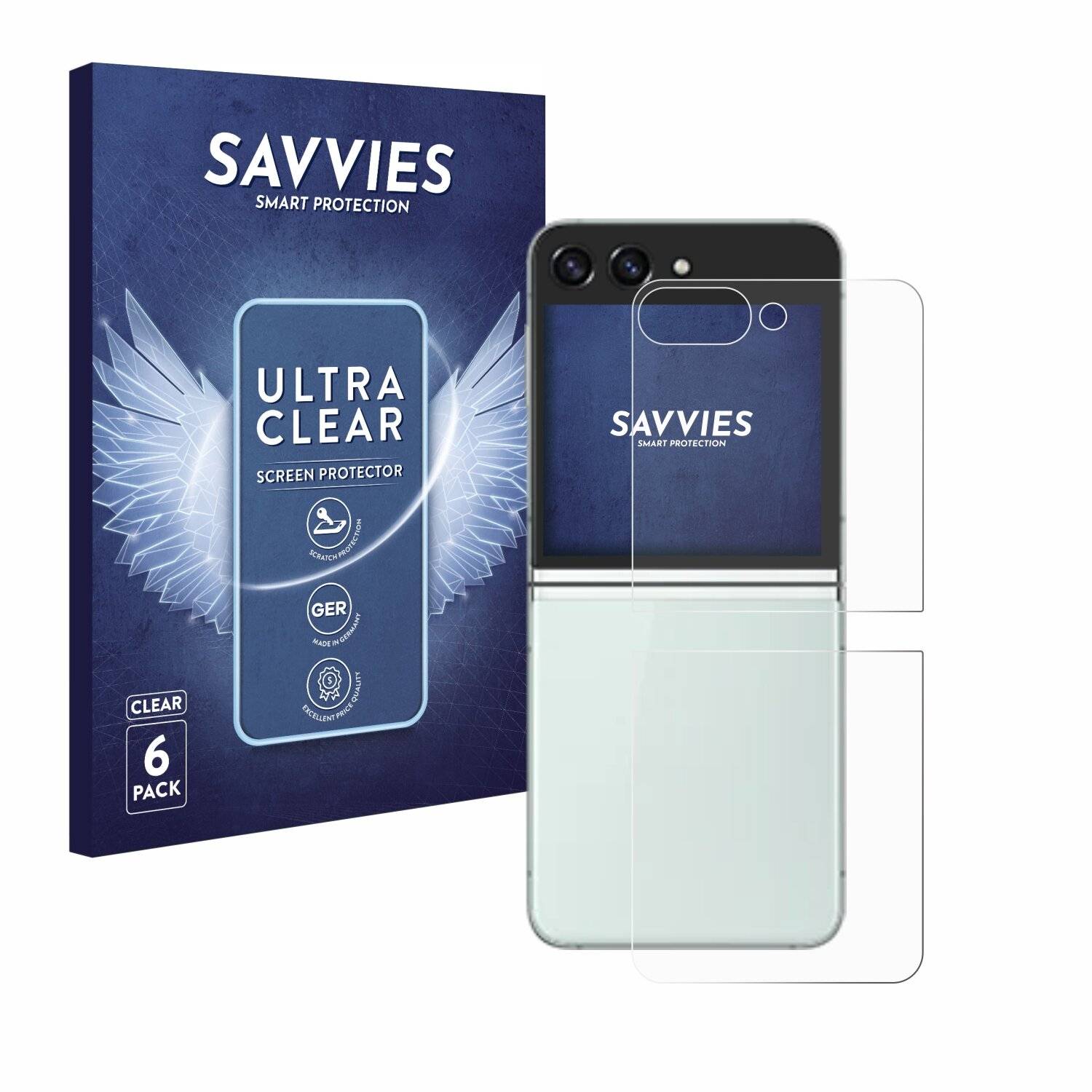 6x Savvies Displayschutz-Folie für Samsung Galaxy Z Flip 5