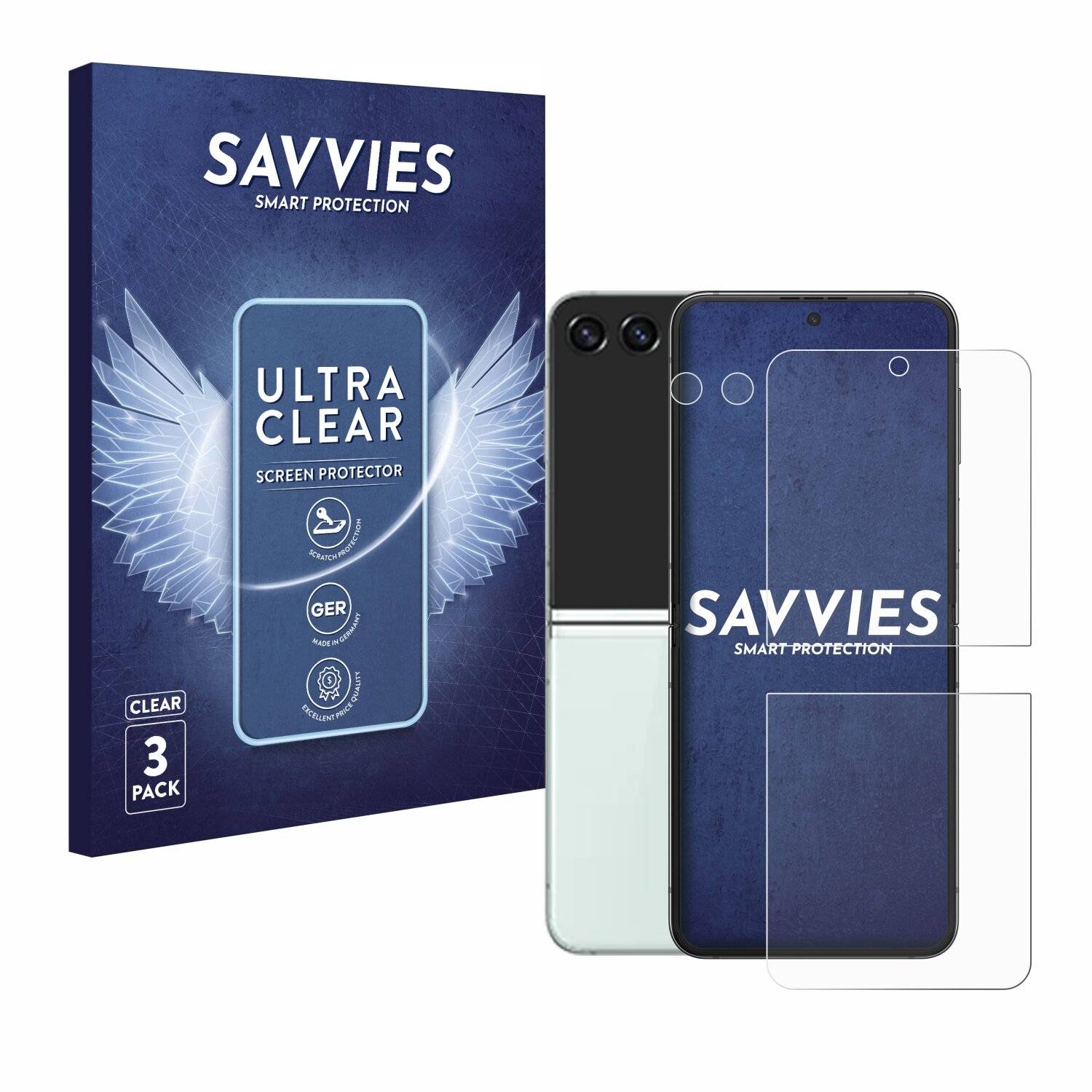 6x Savvies Displayschutz-Folie für Samsung Galaxy Z Flip 5