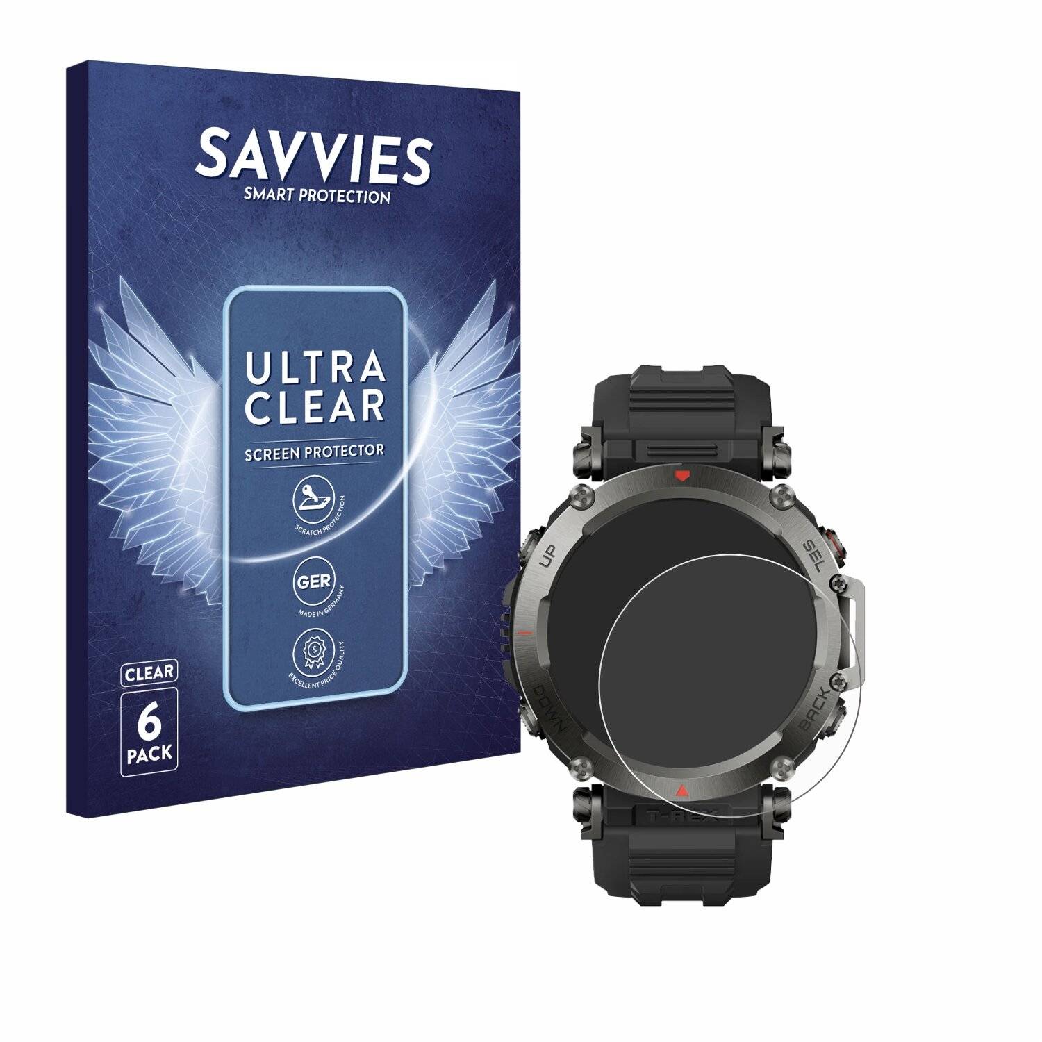 6x Savvies Displayschutz-Folie für Huami Amazfit T-Rex