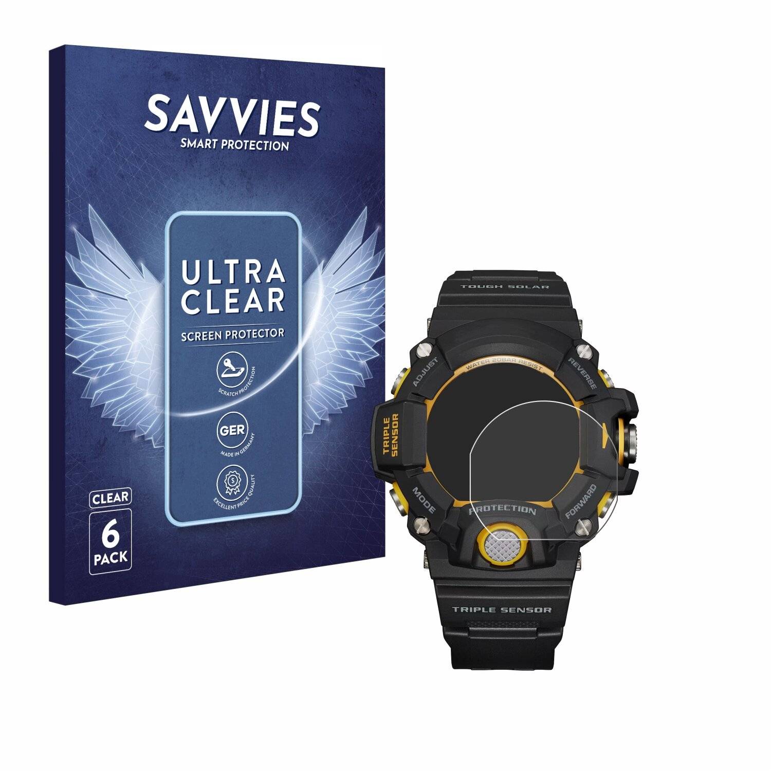 6x Savvies Displayschutz-Folie für Casio G-Shock