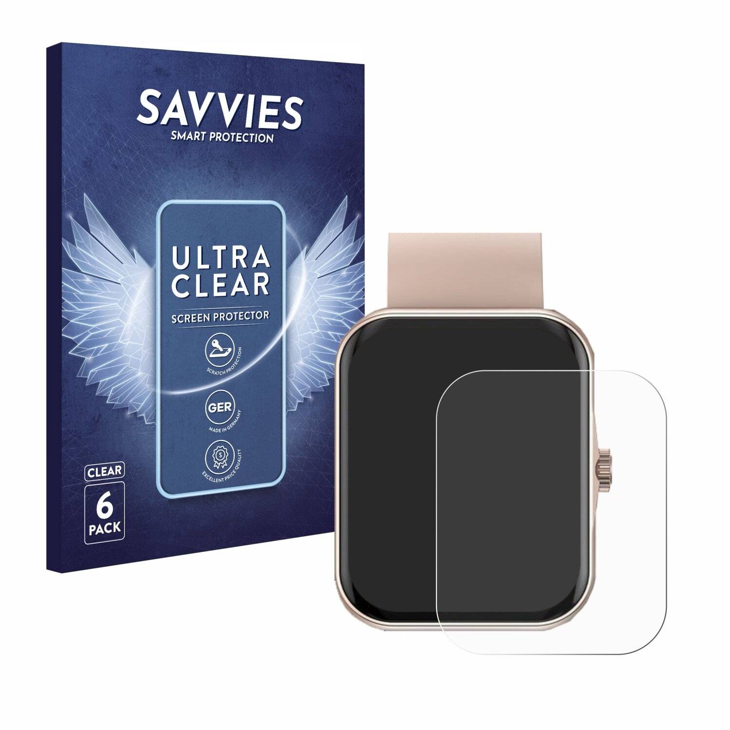 6x Savvies Displayschutz-Folie für Mutoy Smartwatch