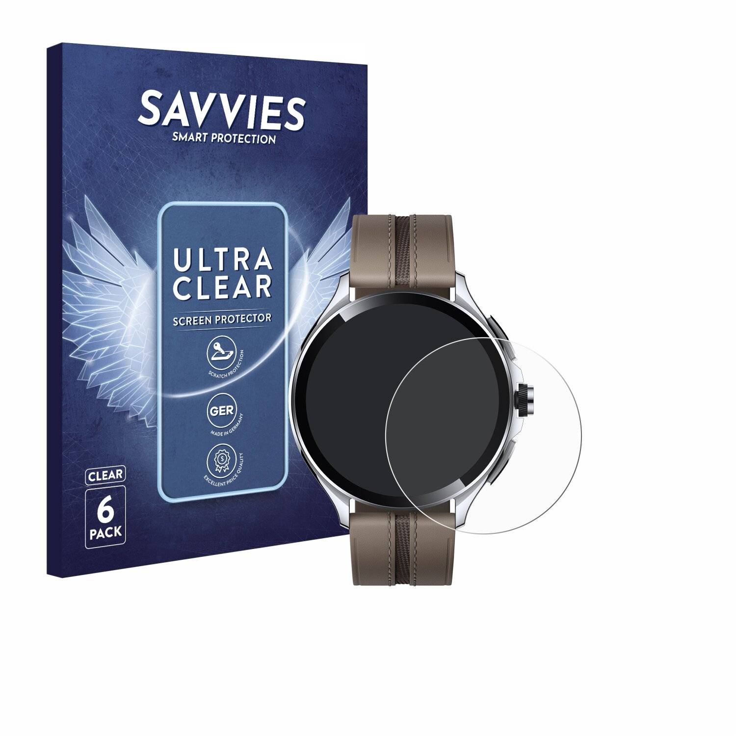 6x Savvies Displayschutz-Folie für Xiaomi Watch 2