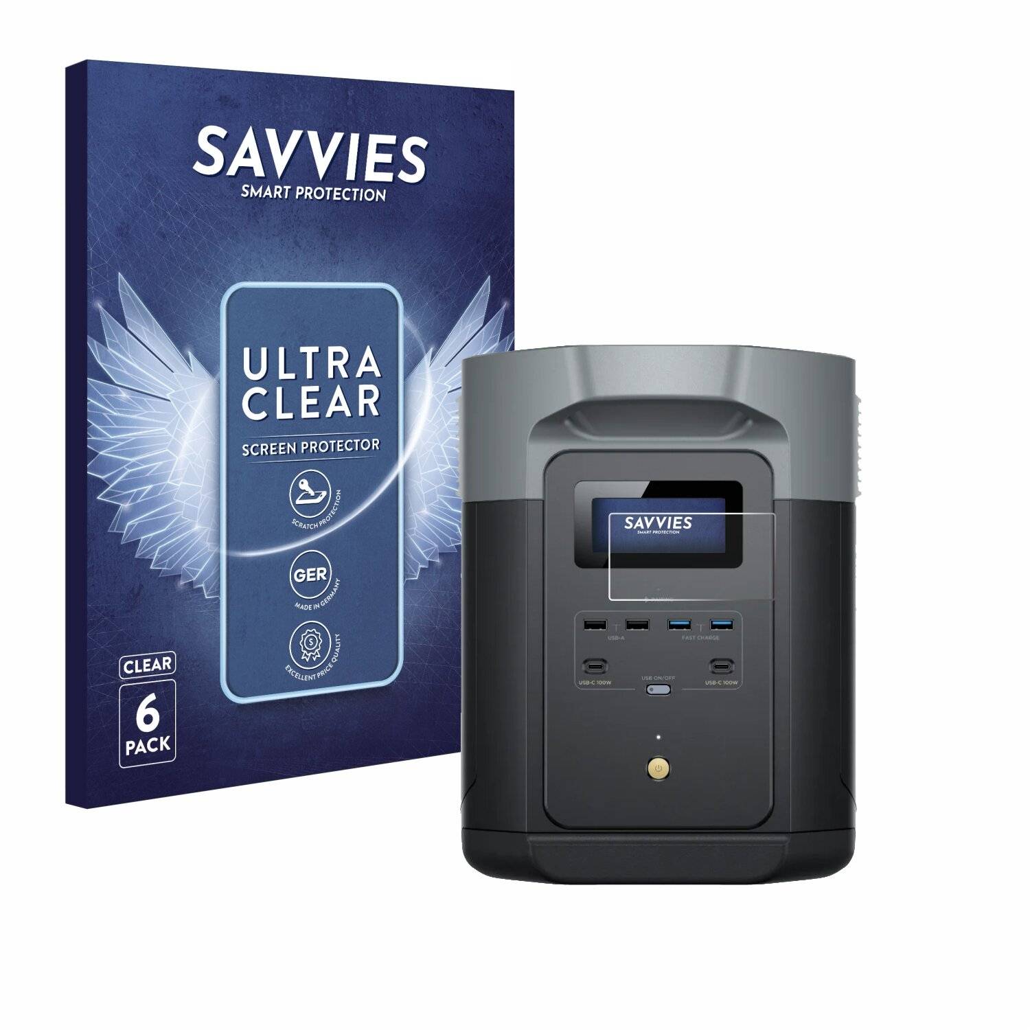 6x Savvies Displayschutz-Folie für EcoFlow DELTA 2
