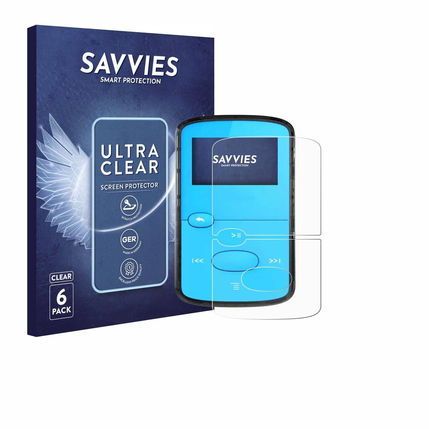6x Savvies Displayschutz-Folie für SanDisk Clip