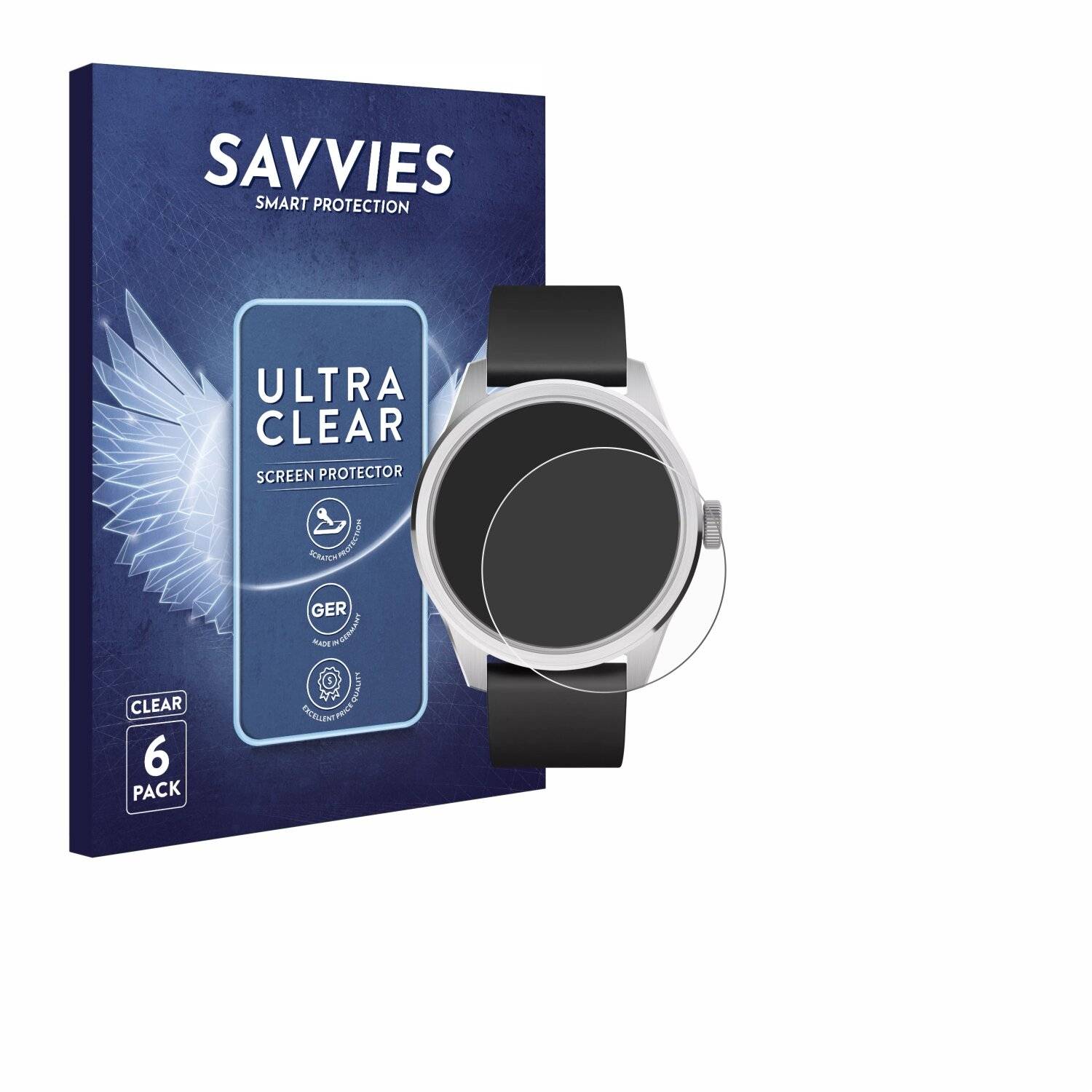 6x Savvies Displayschutz-Folie für Withings ScanWatch 2 (42