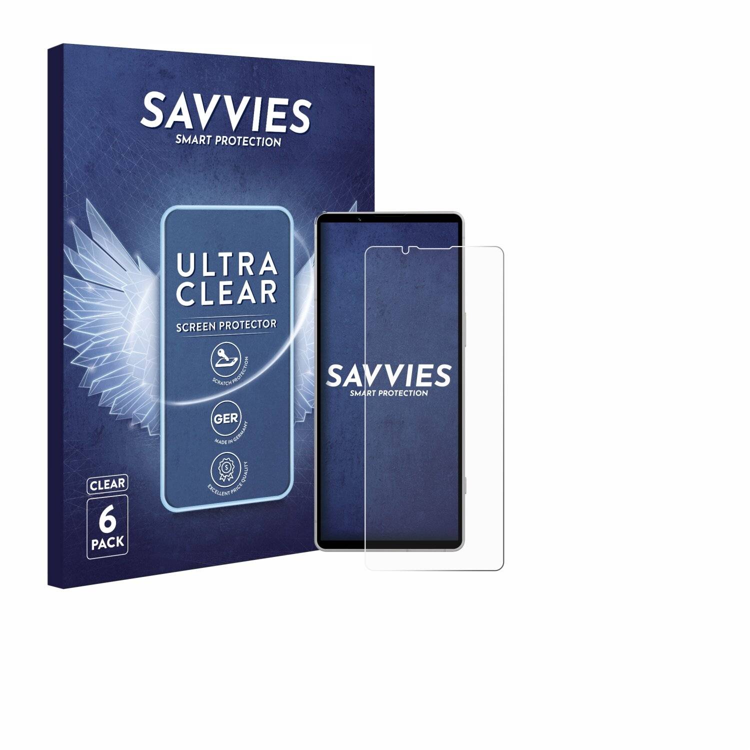 6x Savvies Displayschutz-Folie für Sony Xperia 5