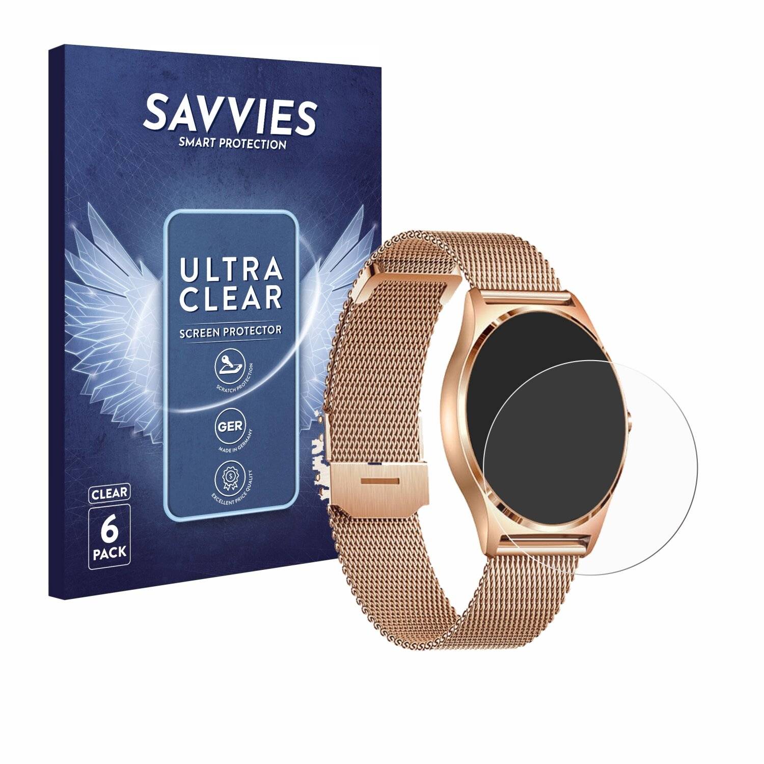 6x Savvies Displayschutz-Folie für Xcoast X-Watch Joli XC