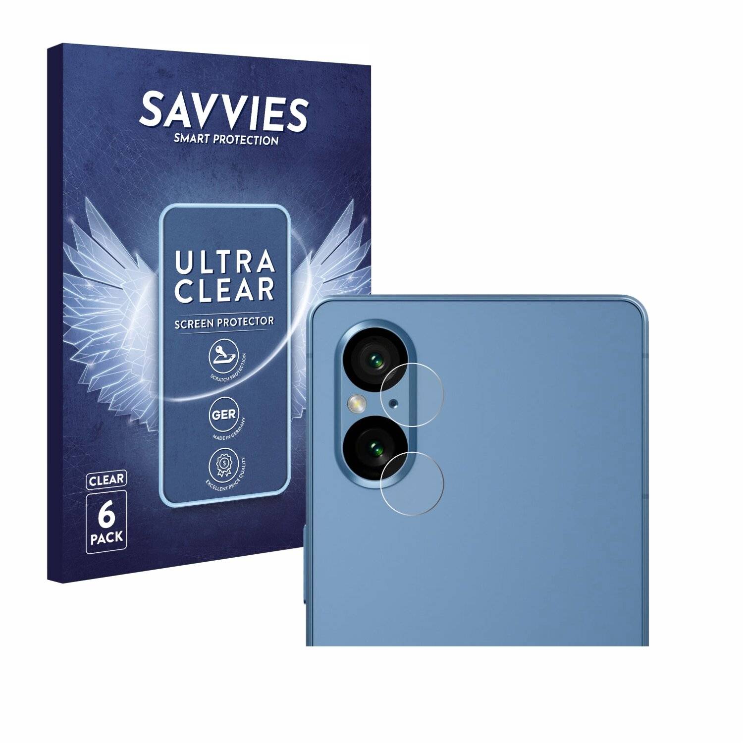 6x Savvies Displayschutz-Folie für Sony Xperia 5 V (NUR