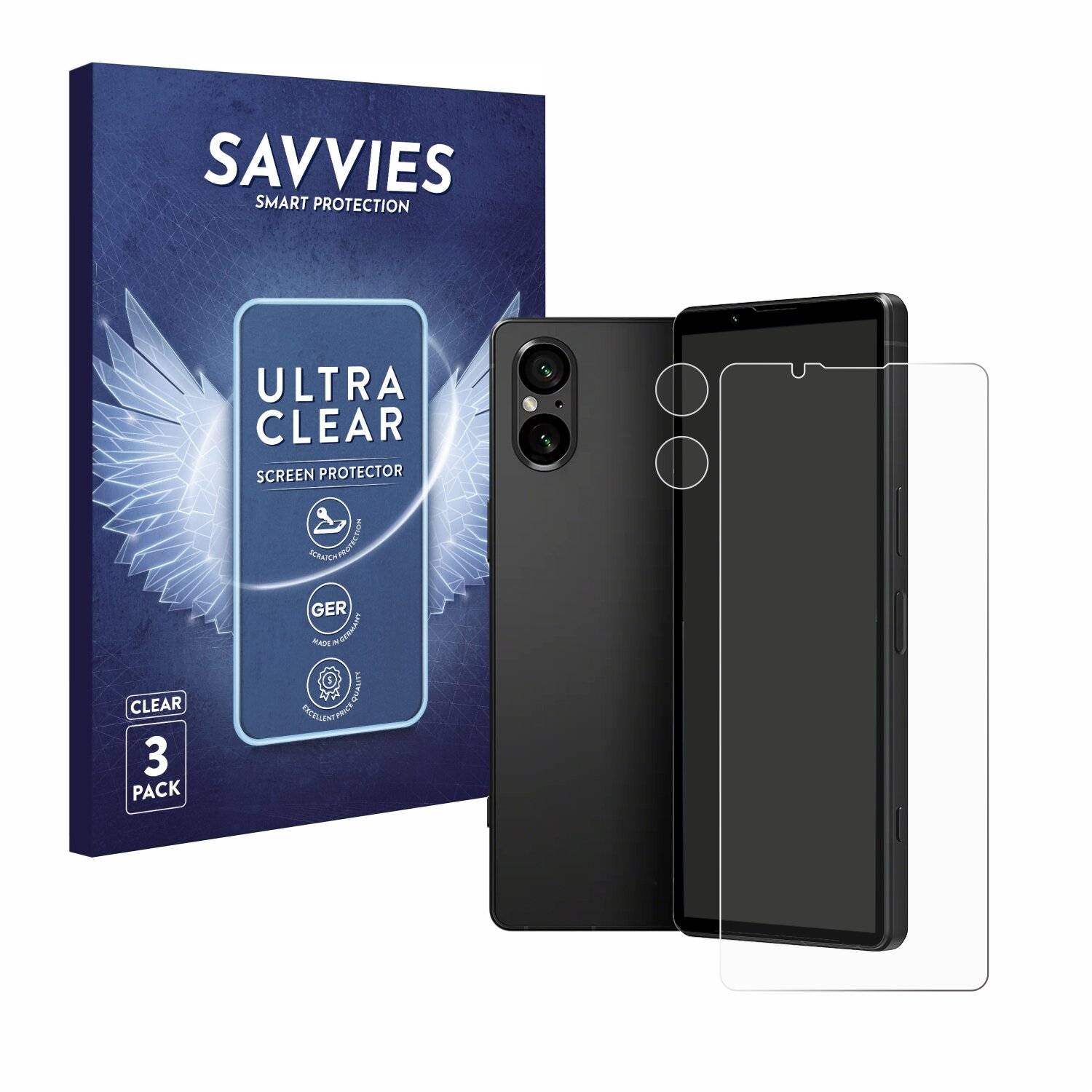 6x Savvies Displayschutz-Folie für Sony Xperia 5 V