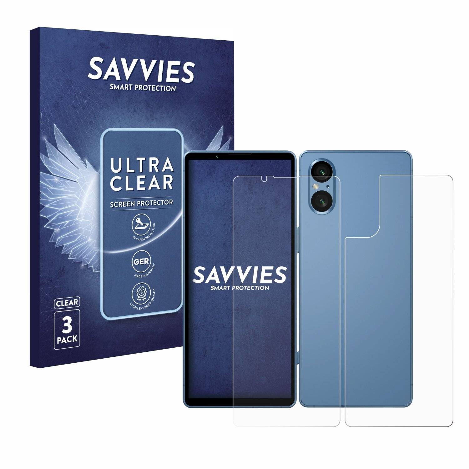 6x Savvies Displayschutz-Folie für Sony Xperia 5 V