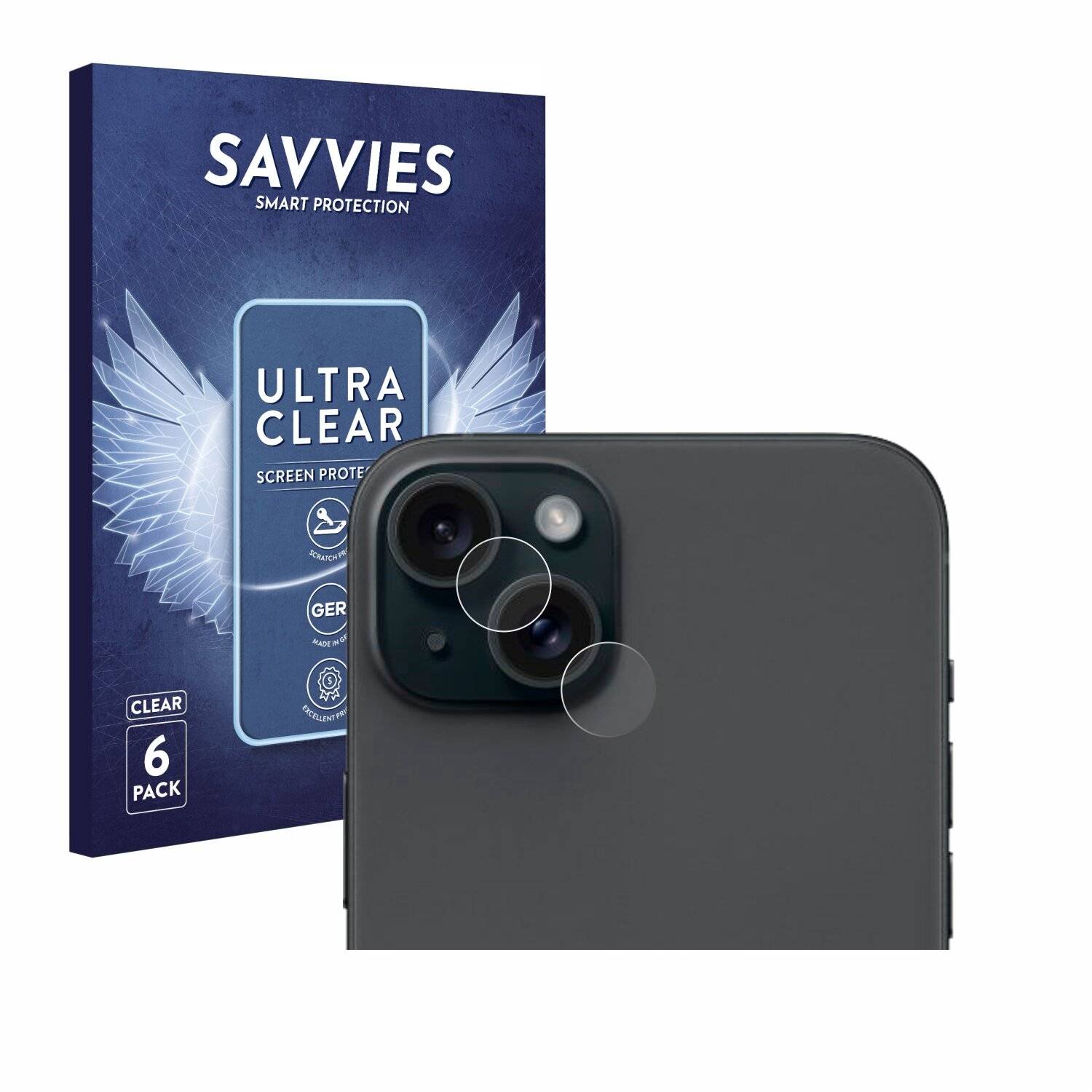 6x Savvies Displayschutz-Folie für Apple iPhone 15 Plus (NUR