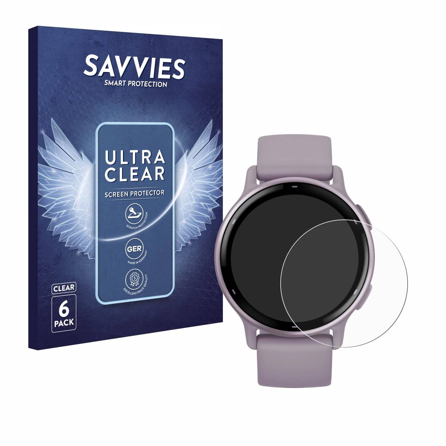 6x Savvies Displayschutz-Folie für Garmin vivoactive
