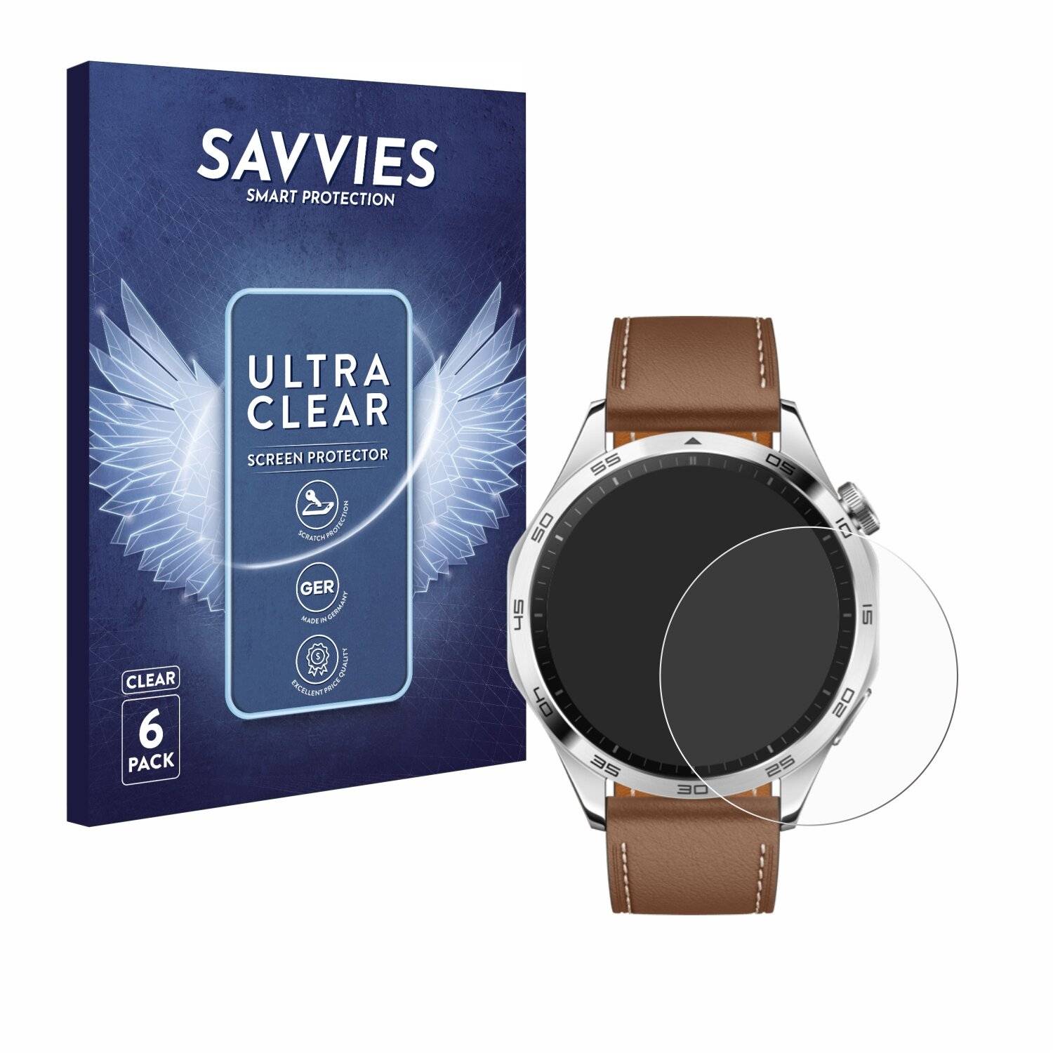 6x Savvies Displayschutz-Folie für Huawei Watch GT 4