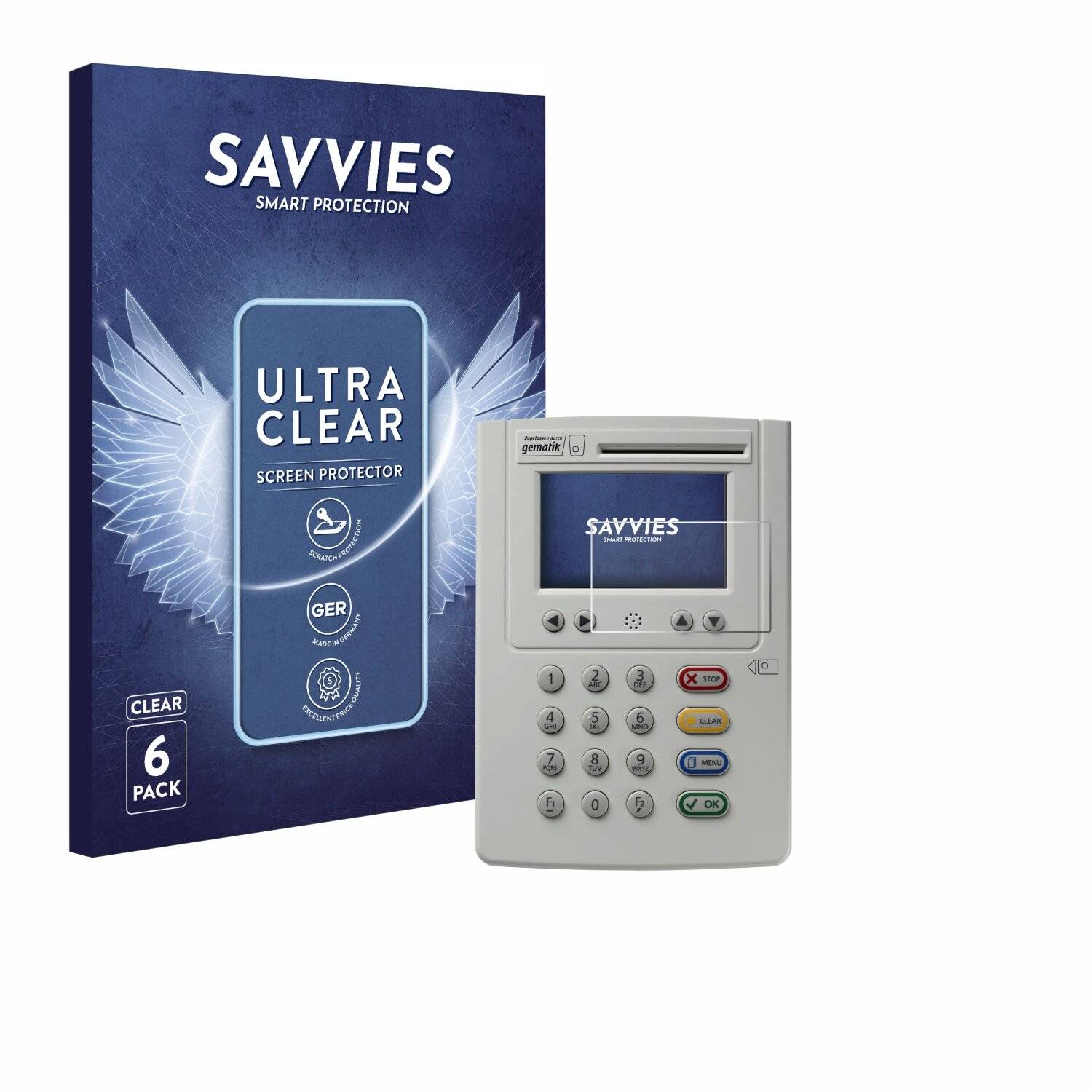 6x Savvies Displayschutz-Folie für ingenico eHealth ORGA Neo