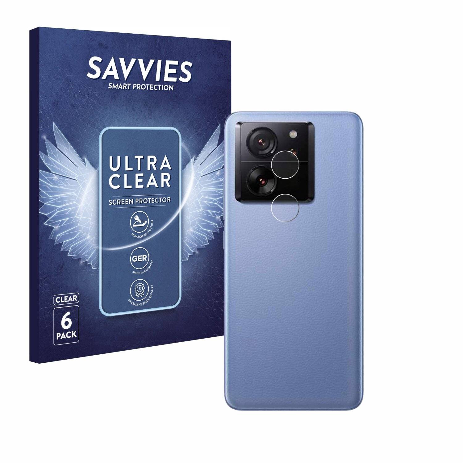 6x Savvies Displayschutz-Folie für Xiaomi 13T Pro (NUR