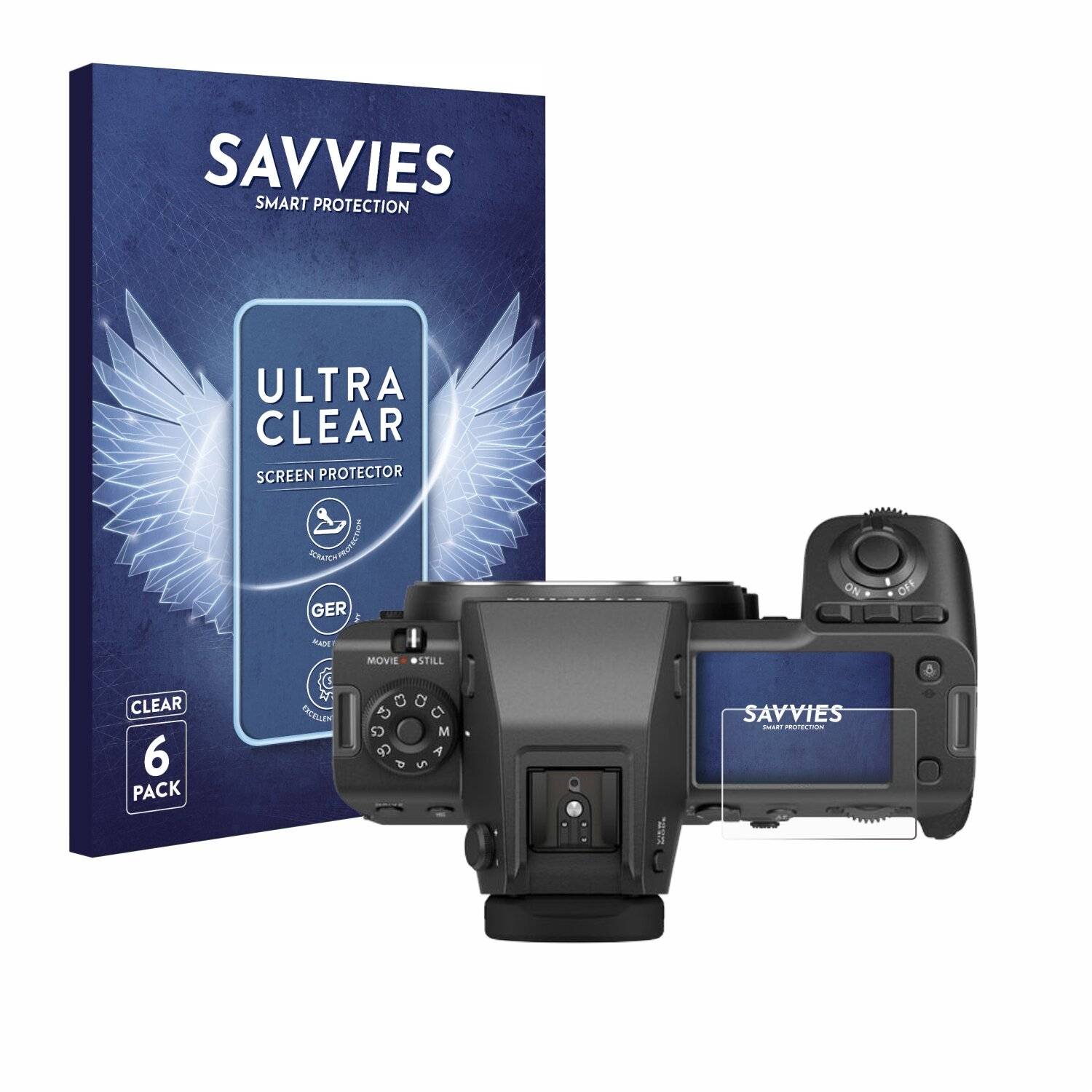 6x Savvies Displayschutz-Folie für Fujifilm GFX100 II