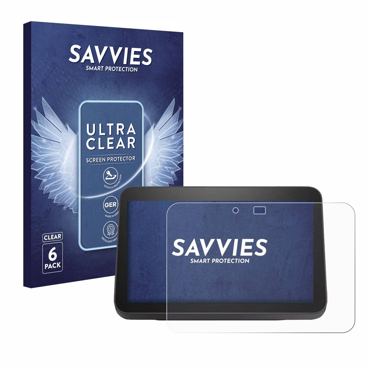 6x Savvies Displayschutz-Folie für Amazon Echo Show 8 2023 (3.