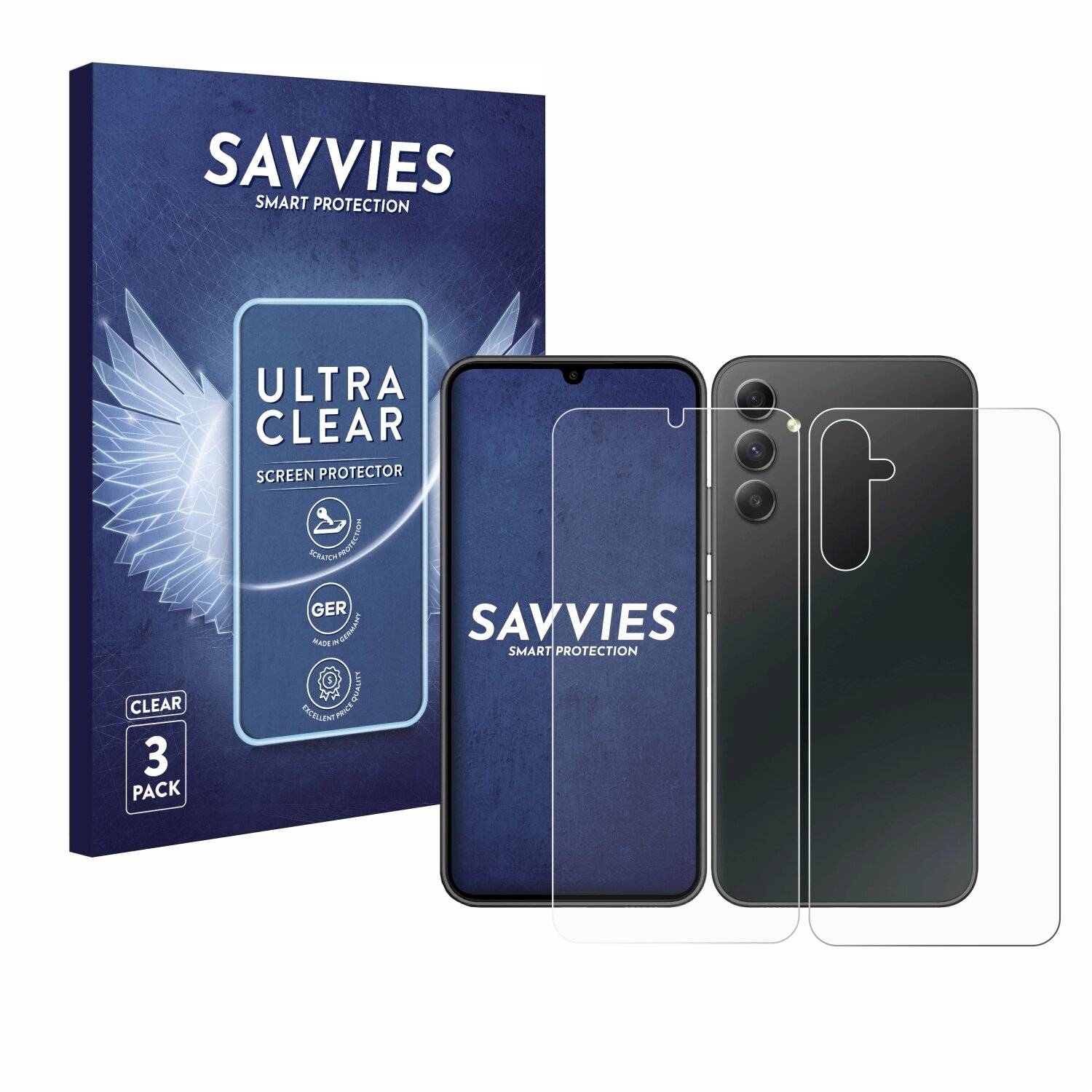 6x Savvies Displayschutz-Folie für Samsung Galaxy A34 5G Enterprise Edition