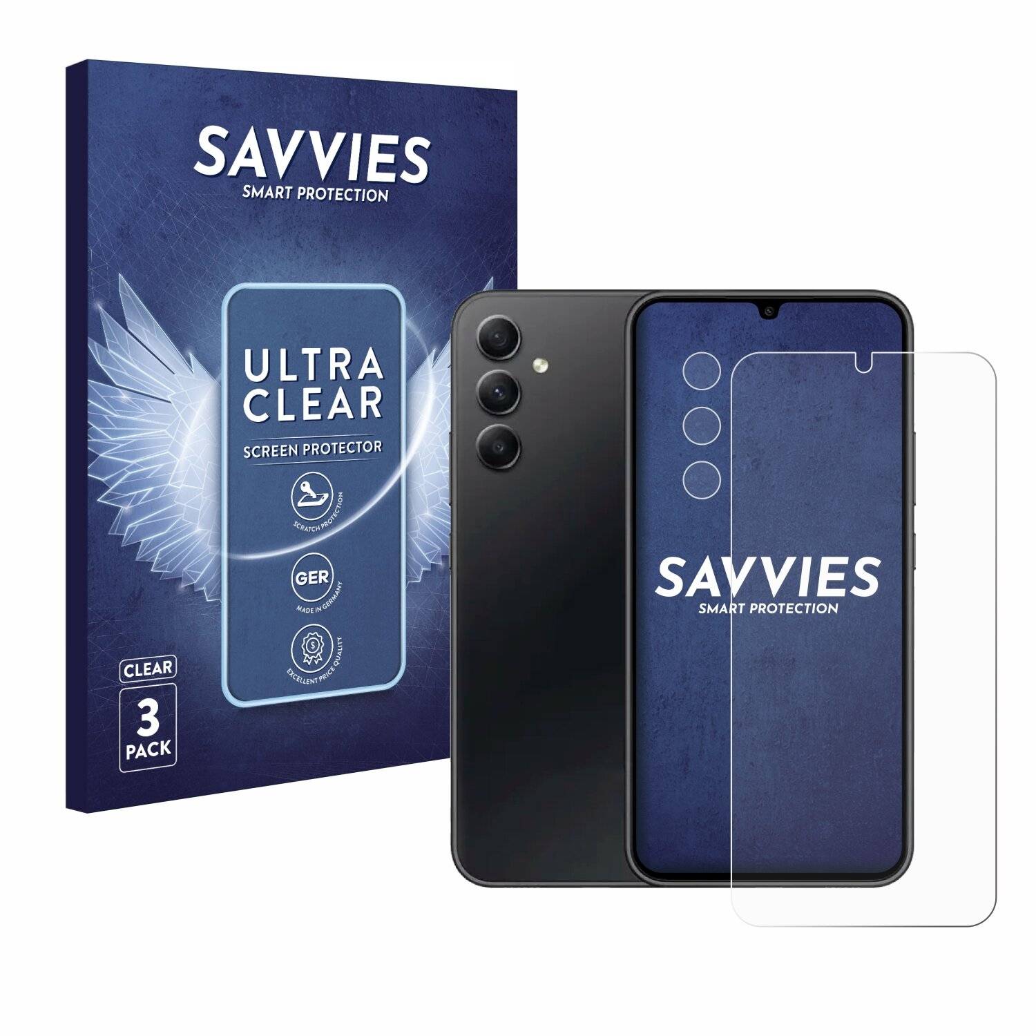 6x Savvies Displayschutz-Folie für Samsung Galaxy A34 5G Enterprise Edition