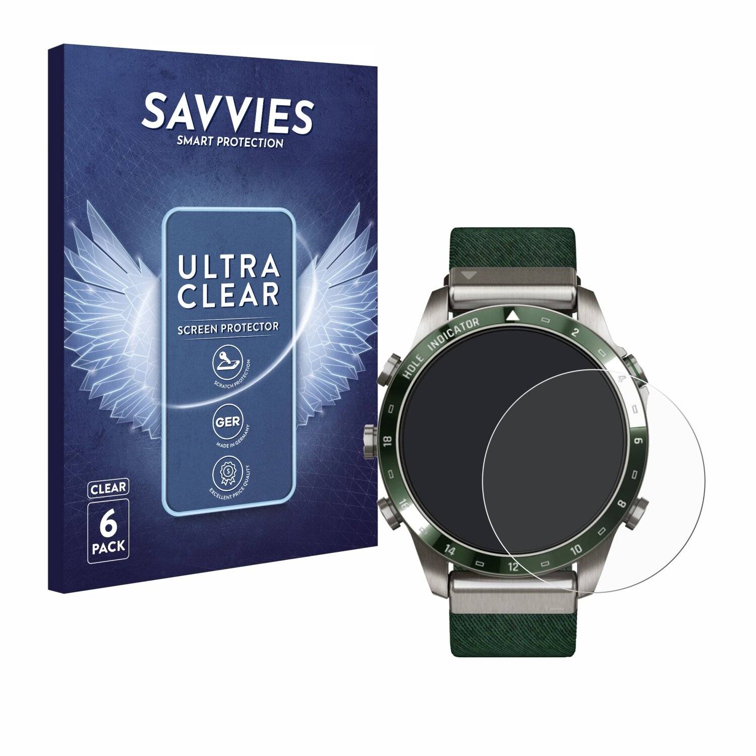 6x Savvies Displayschutz-Folie für Garmin Marq Golfer Gen