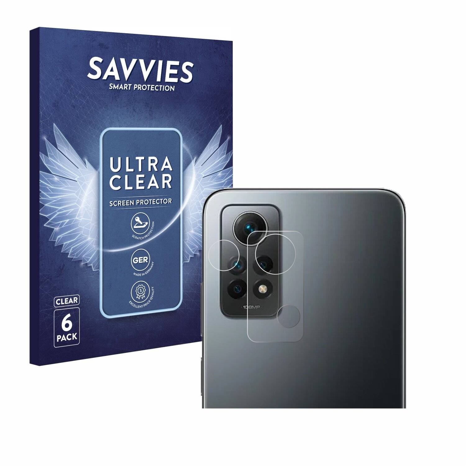 6x Savvies Displayschutz-Folie für Xiaomi Redmi Note 12 Pro 4G (NUR