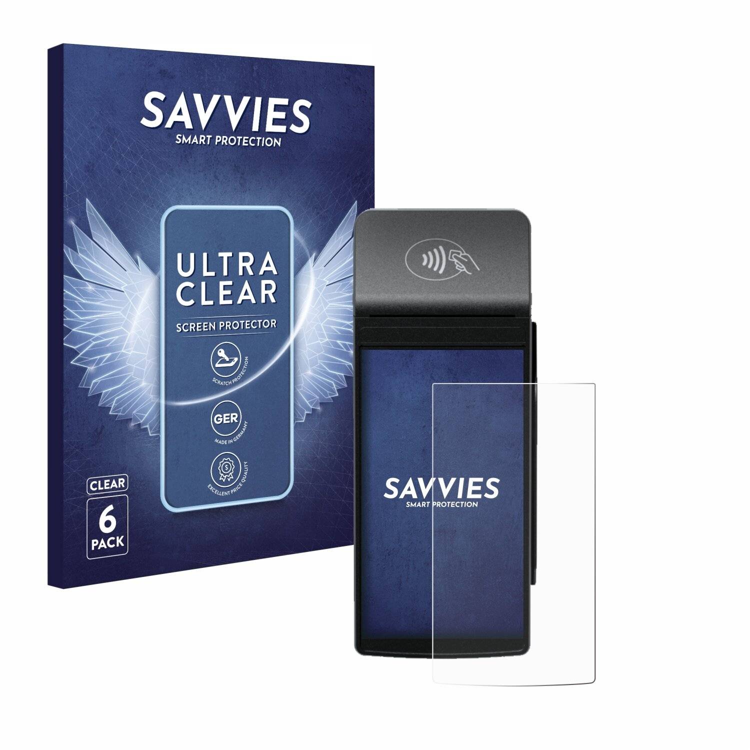 6x Savvies Displayschutz-Folie für Castles Technology