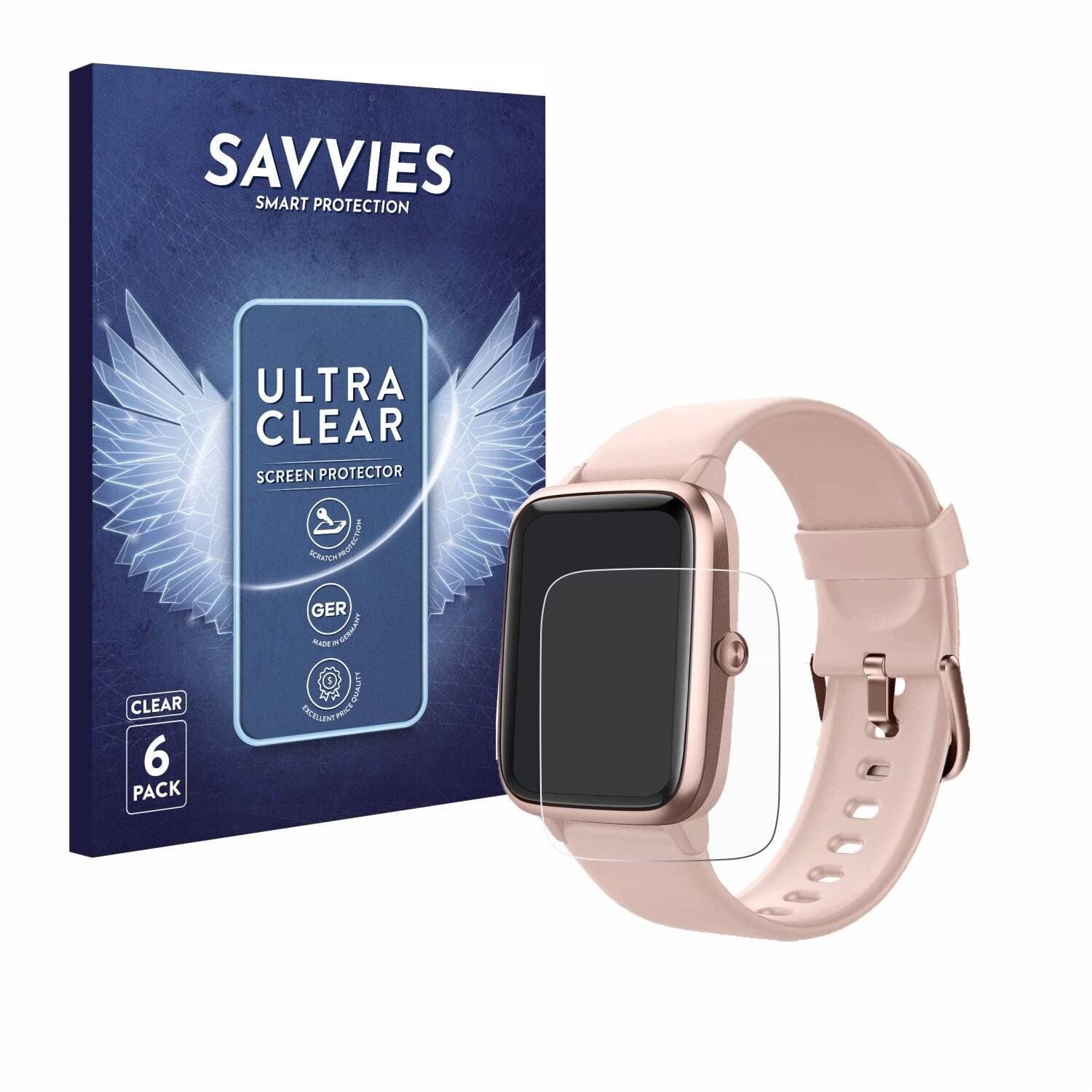 6x Savvies Displayschutz-Folie für Fitpolo Smartwatch 207