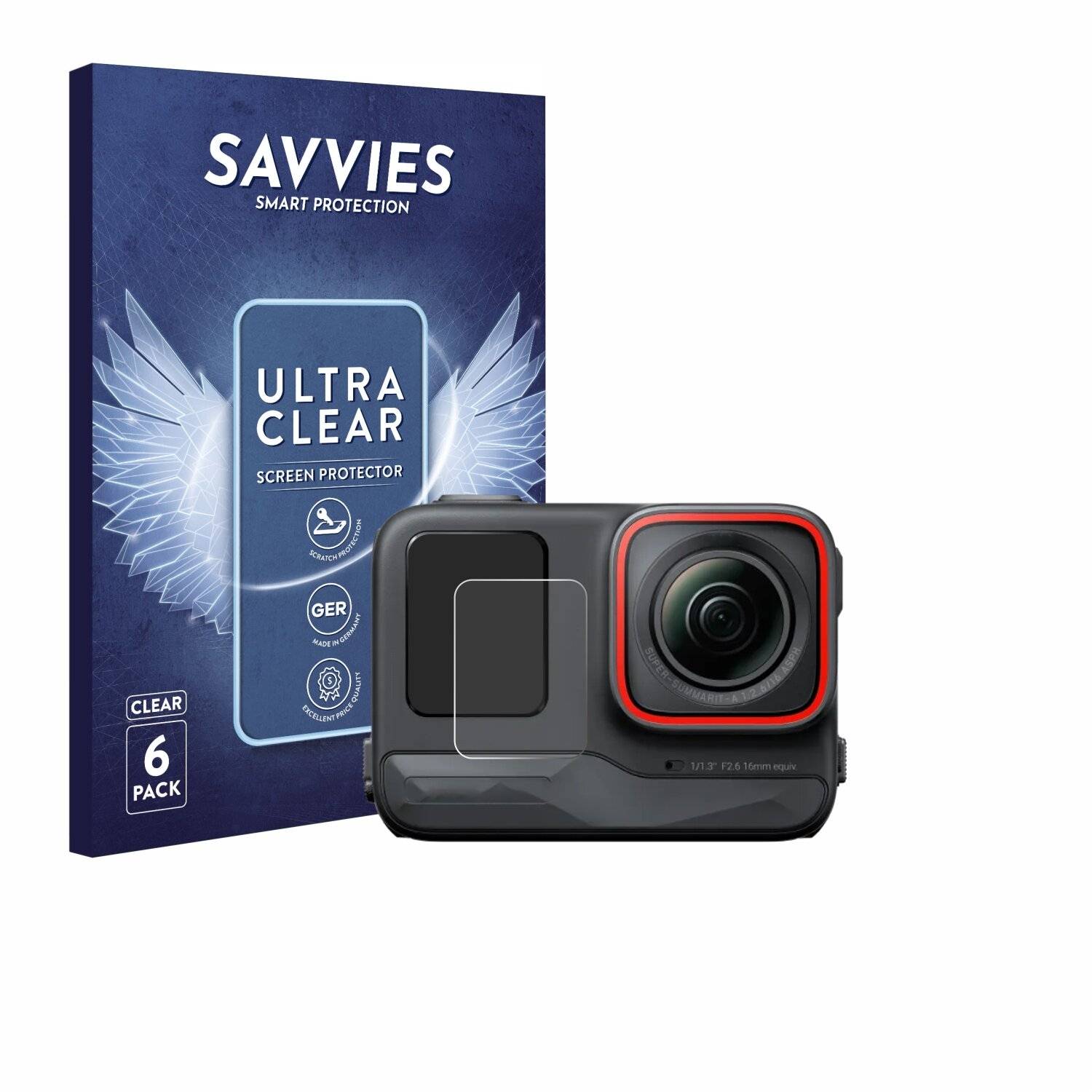 6x Savvies Displayschutz-Folie für Insta360 Ace Pro (Vorderes