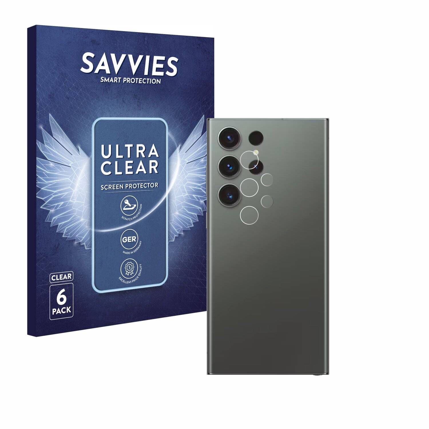 6x Savvies Displayschutz-Folie für Samsung Galaxy S23 Ultra Enterprise Edition (NUR